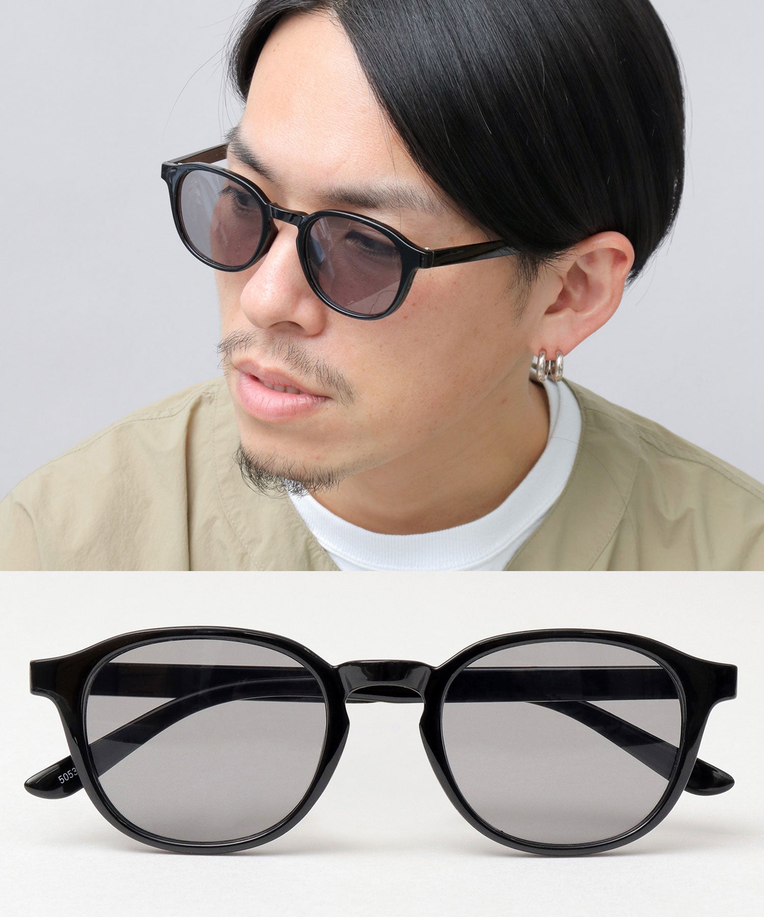 A.M.S.select Self Frame All-Rounder Shape Wellington Sunglasses Large Size 99% UV Cut