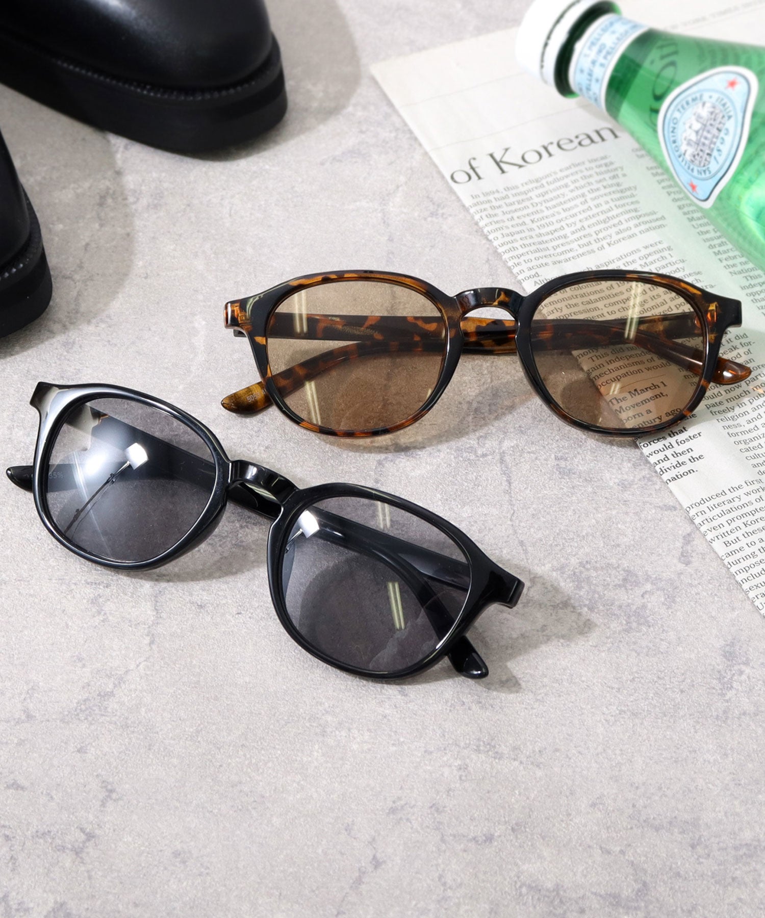 A.M.S.select Self Frame All-Rounder Shape Wellington Sunglasses Large Size 99% UV Cut