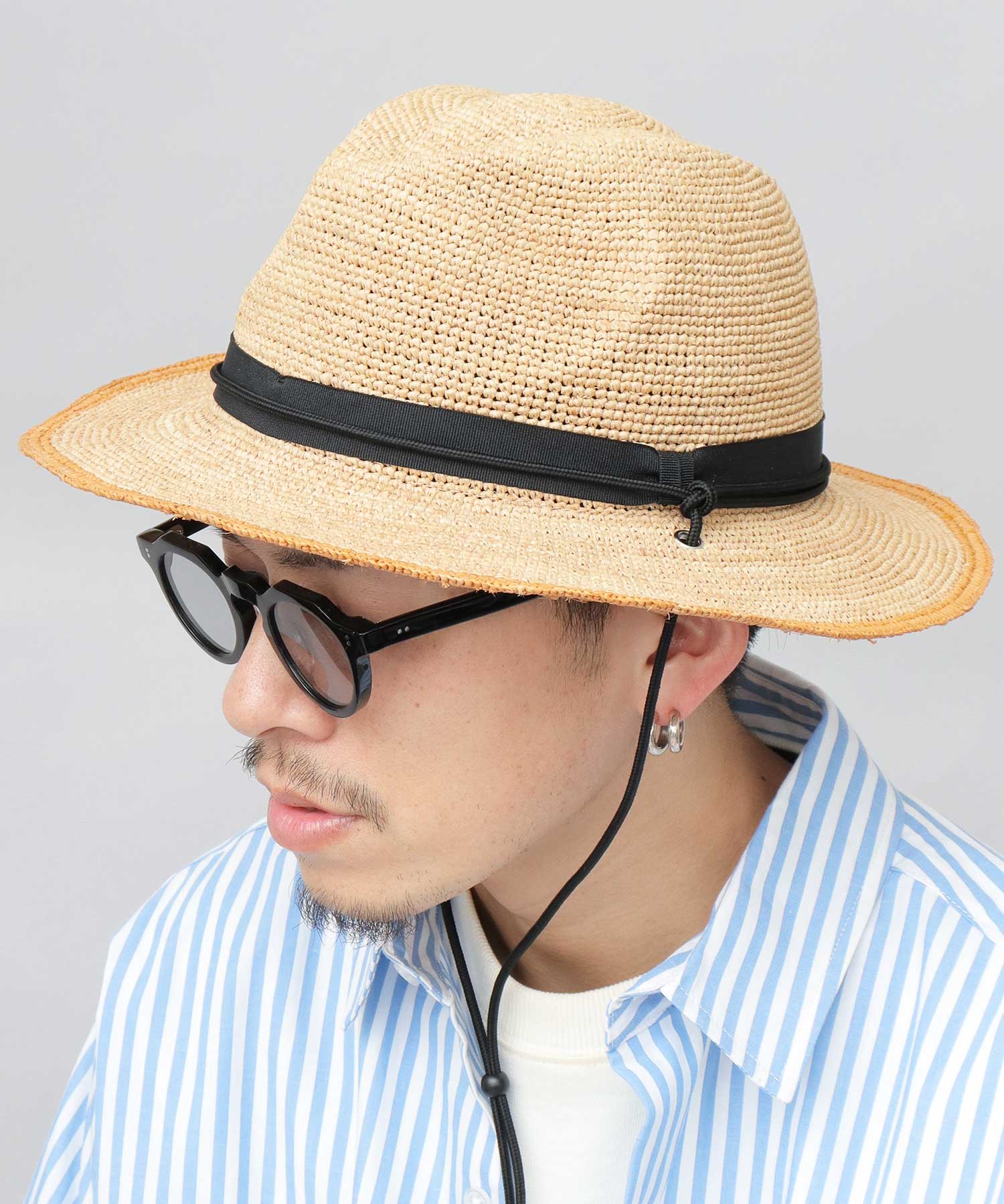 エーエムエスセレクト A.M.S.select ReqHatter レックハッター ペーパーハット 中折れハット 帽子 細編みハット 2トーン （ベージュ） ベージュ