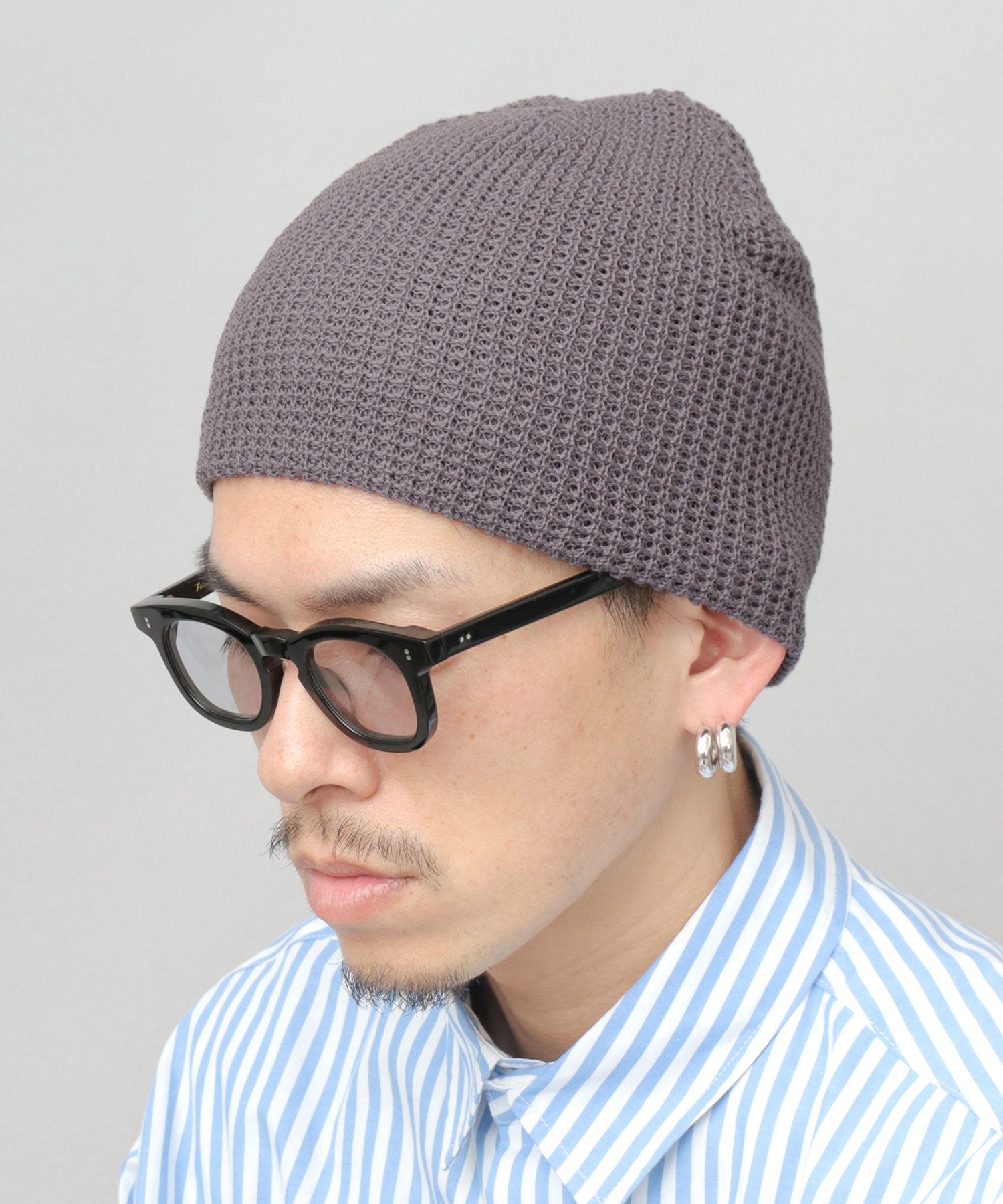 エーエムエスセレクト A.M.S.select ワッフル編み シングルワッチ ビーニー （チャコール） チャコール