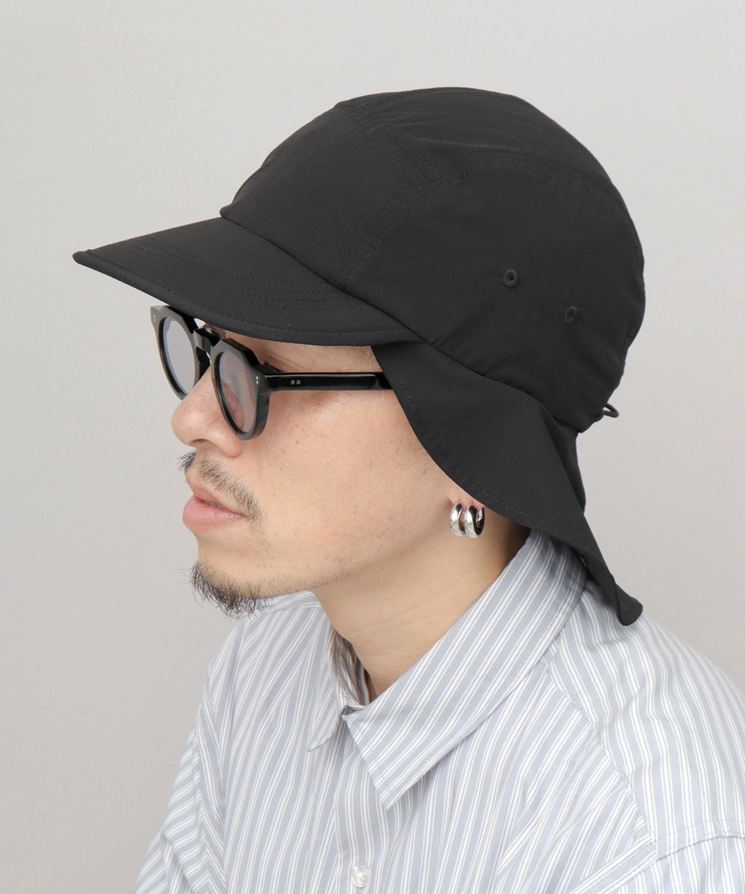 エーエムエスセレクト A.M.S.select 折り畳みサンシェード付き ストレッチ ミニリップ ナイロン ジェットキャップ （ブラック） ブラック