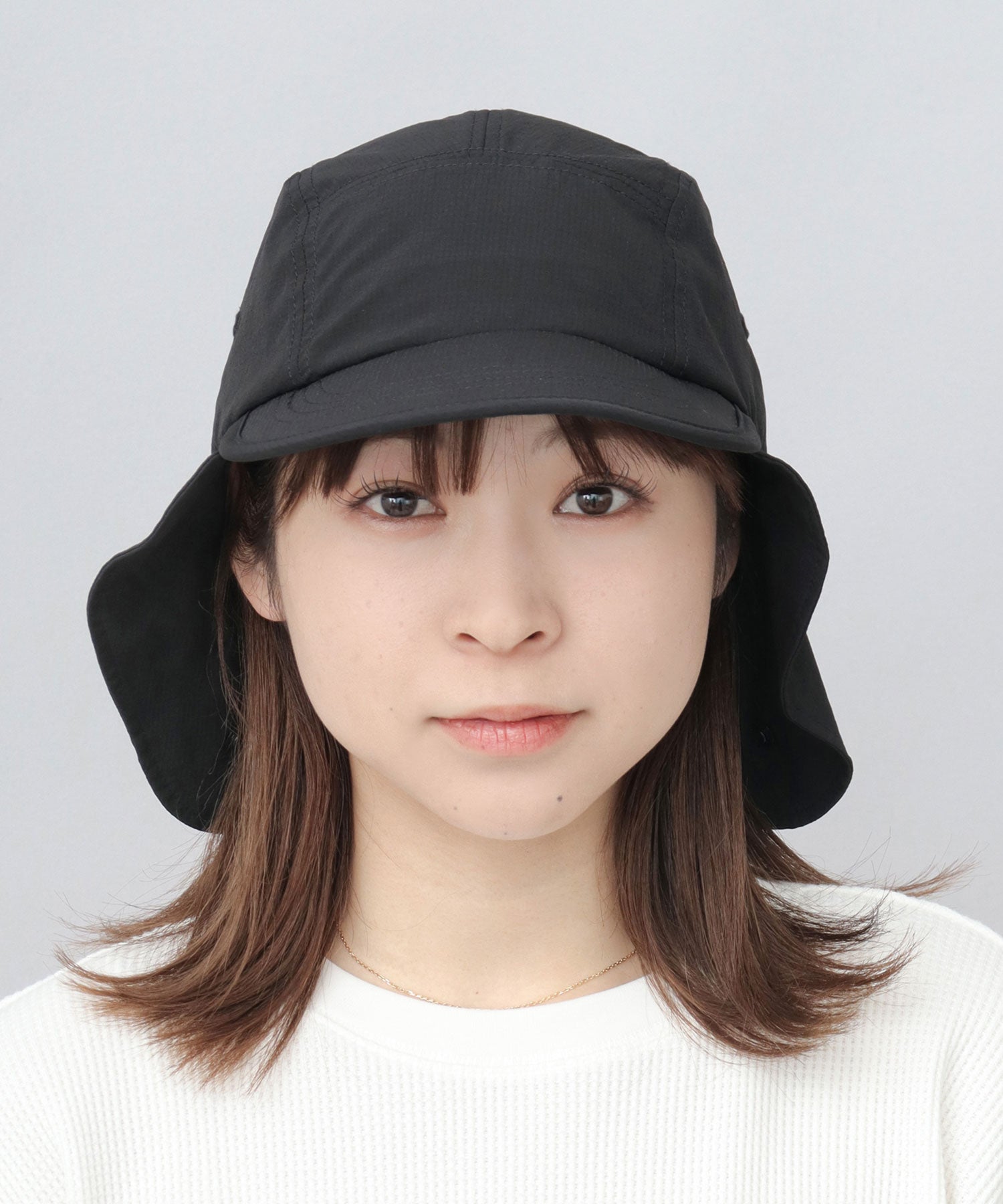 エーエムエスセレクト A.M.S.select 折り畳みサンシェード付き ストレッチ ミニリップ ナイロン ジェットキャップ （ブラック） ブラック