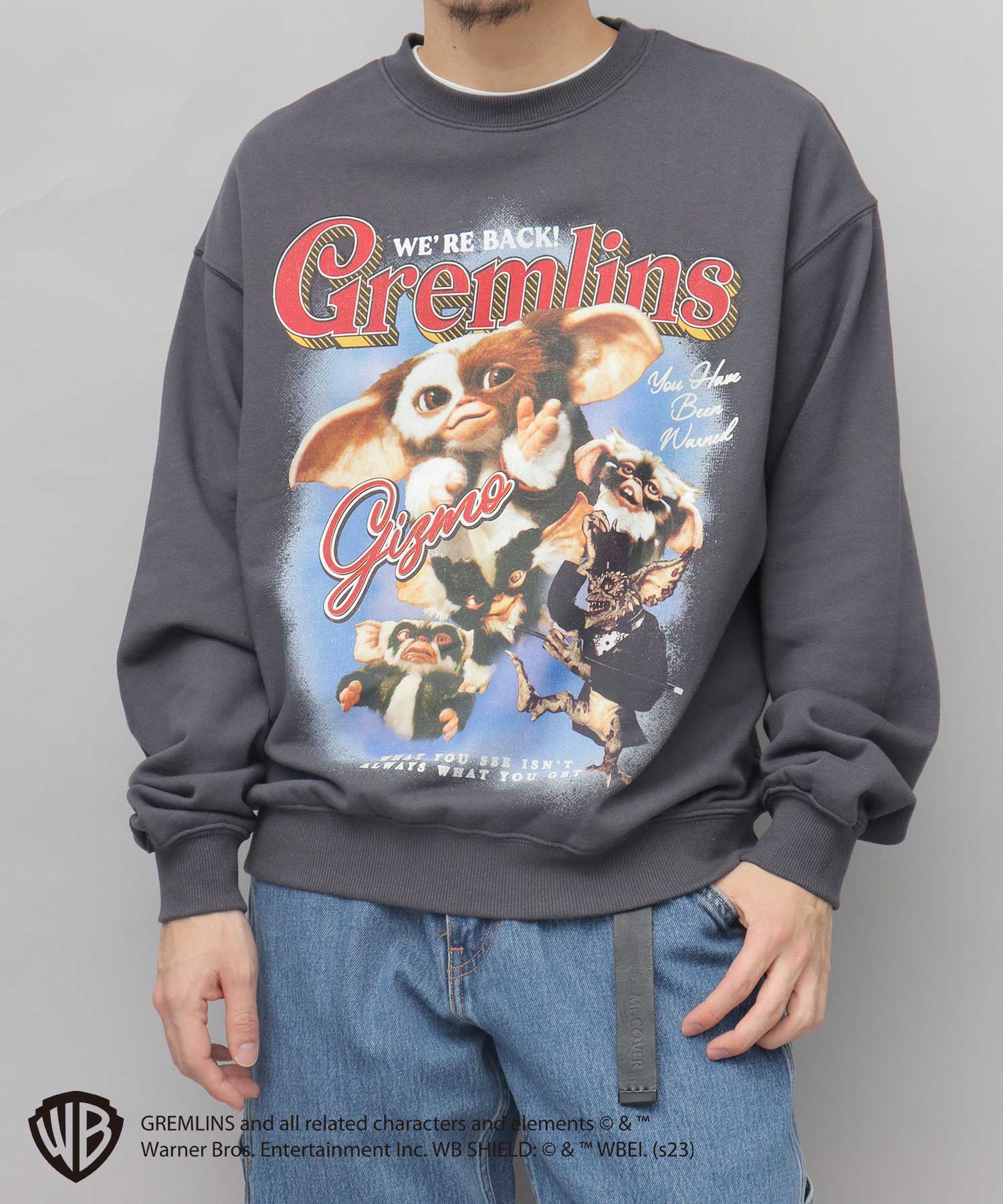 エーエムエスセレクト A.M.S.select GREMRINS グレムリン バンドTシャツ風 ギズモ 裏パイル スウェット トレーナー （スミクロ） スミクロ