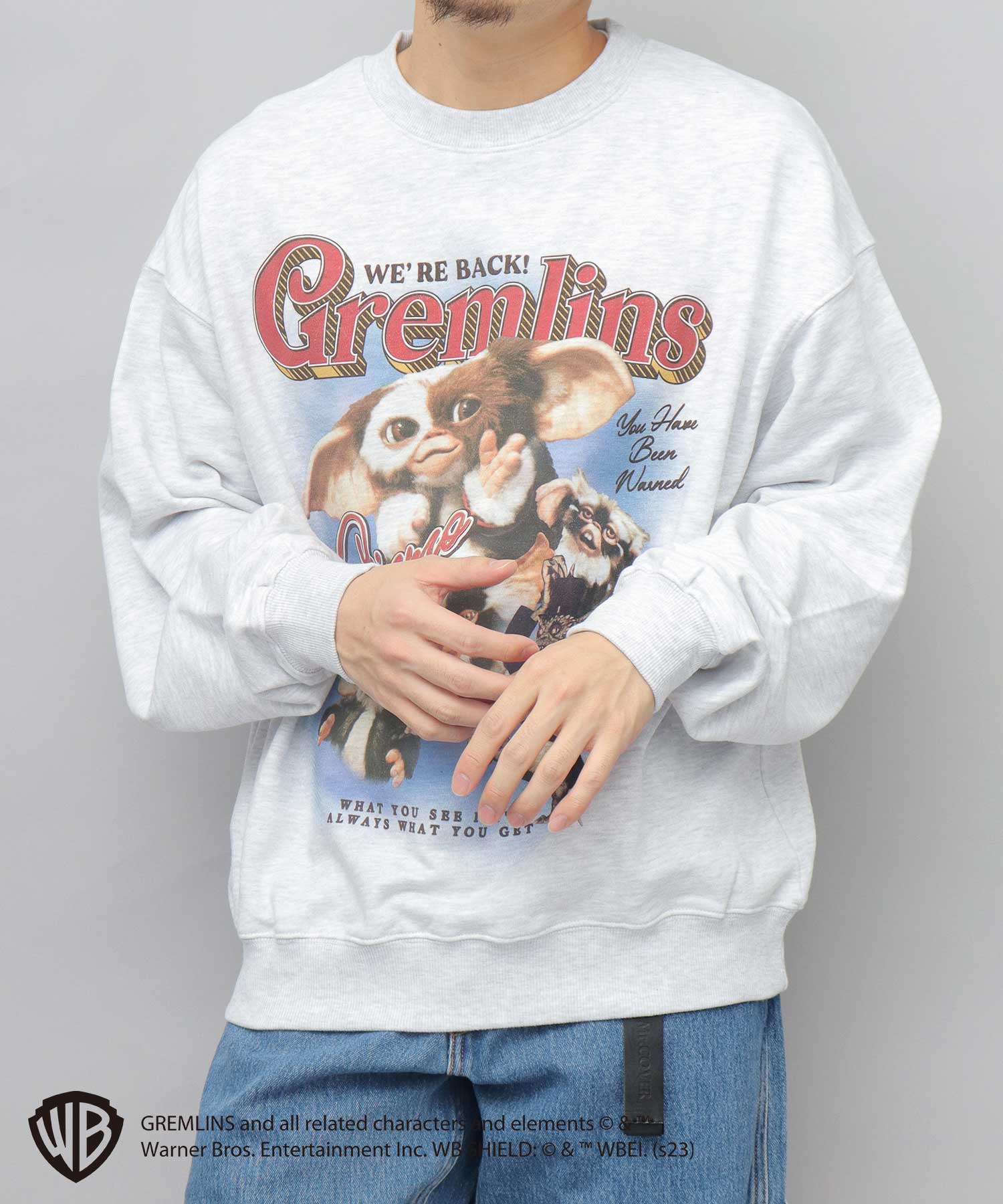 エーエムエスセレクト A.M.S.select GREMRINS グレムリン バンドTシャツ風 ギズモ 裏パイル スウェット トレーナー （スミクロ） スミクロ