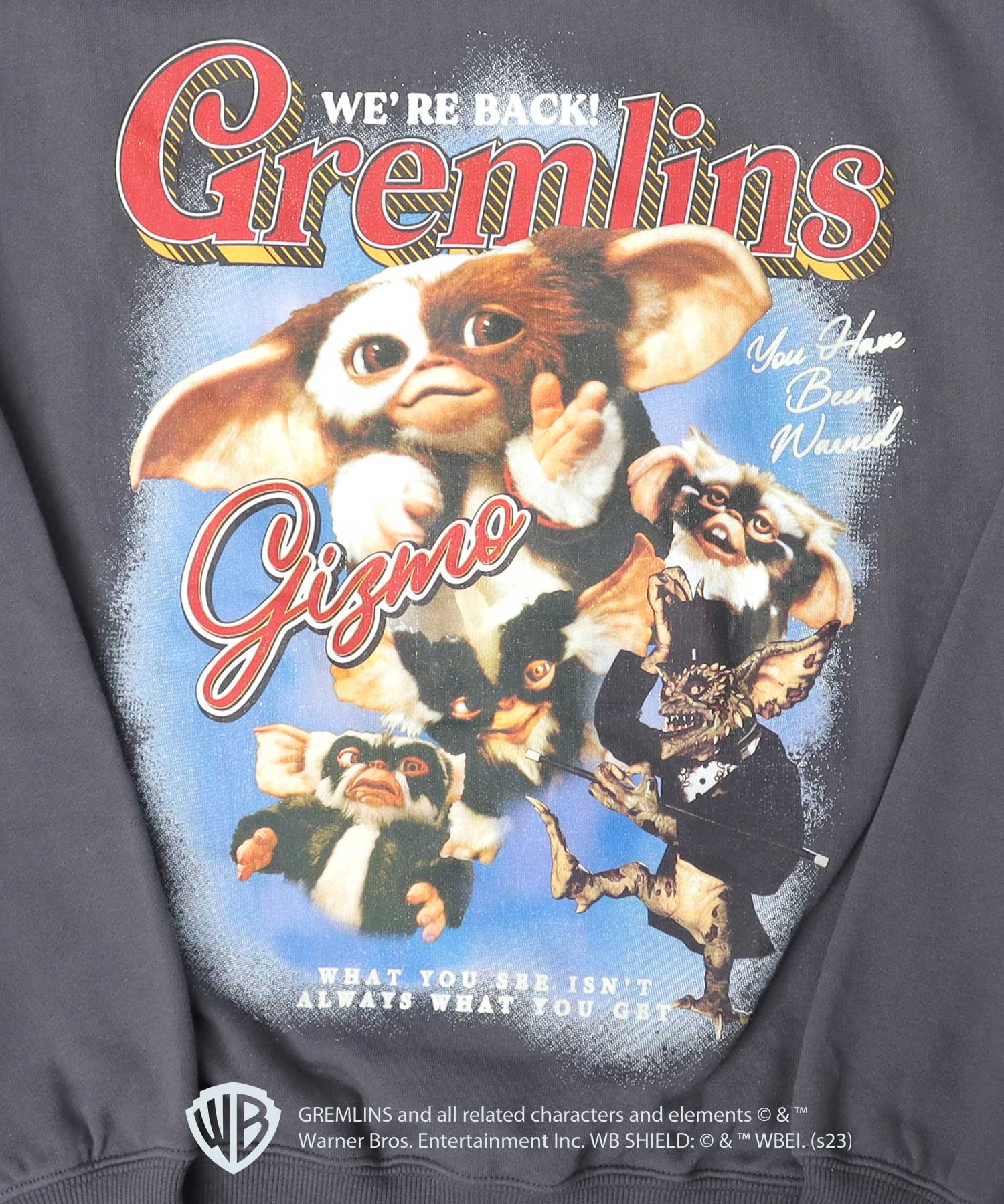 エーエムエスセレクト A.M.S.select GREMRINS グレムリン バンドTシャツ風 ギズモ 裏パイル スウェット トレーナー （スミクロ） スミクロ
