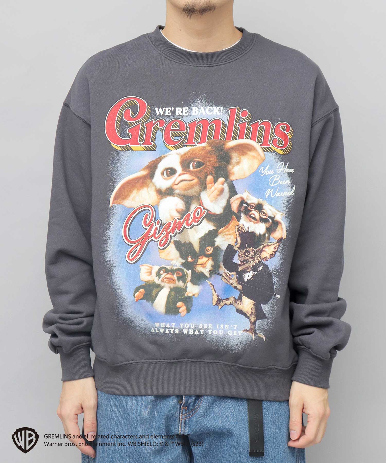 エーエムエスセレクト A.M.S.select GREMRINS グレムリン バンドTシャツ風 ギズモ 裏パイル スウェット トレーナー （スミクロ） スミクロ