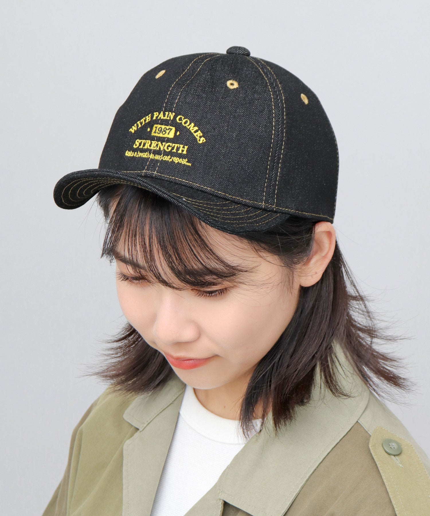 A.M.S.select Cap Men's Empire Cap Denim Short Brim Hat Plain