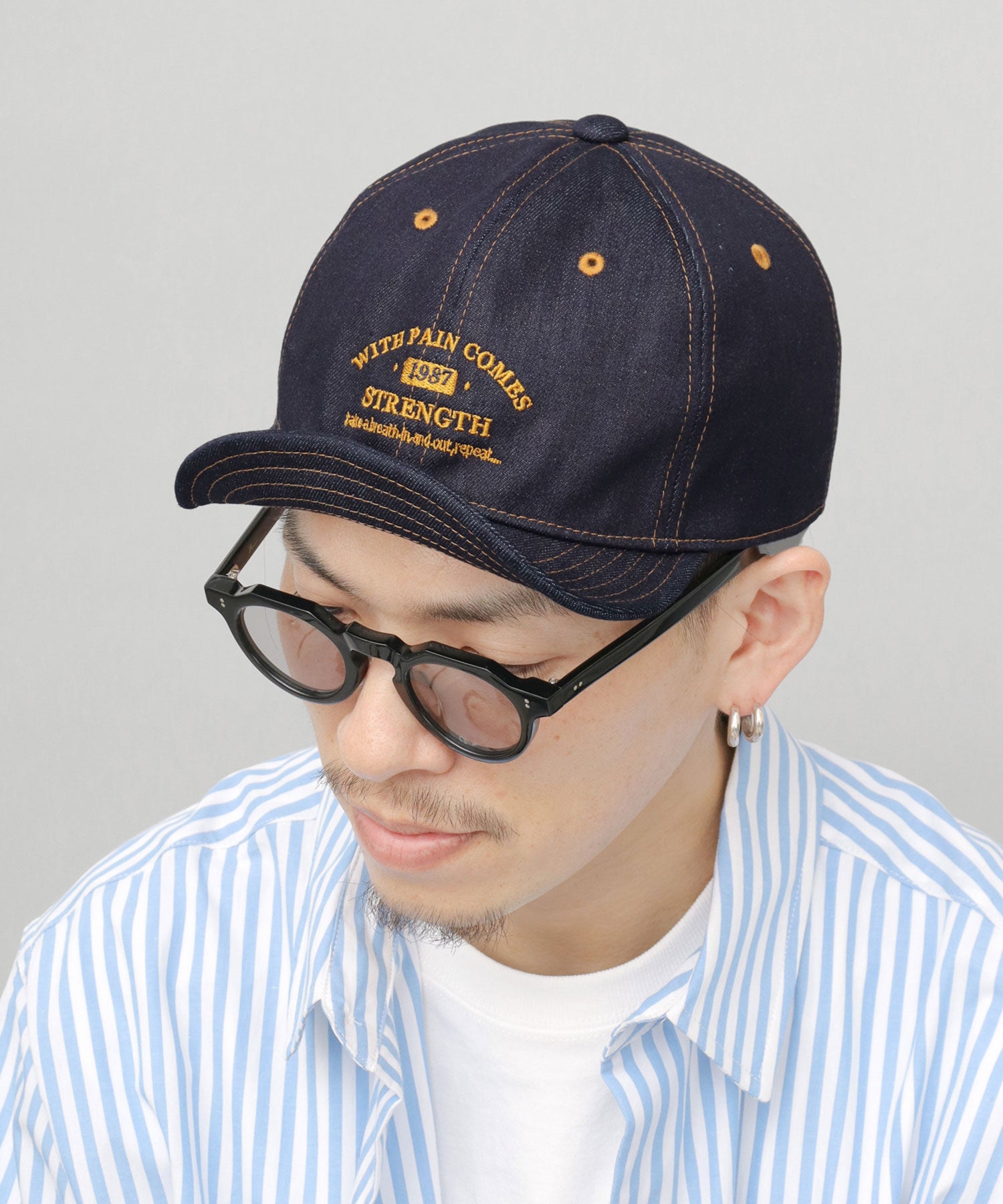 A.M.S.select Cap Men's Empire Cap Denim Short Brim Hat Plain