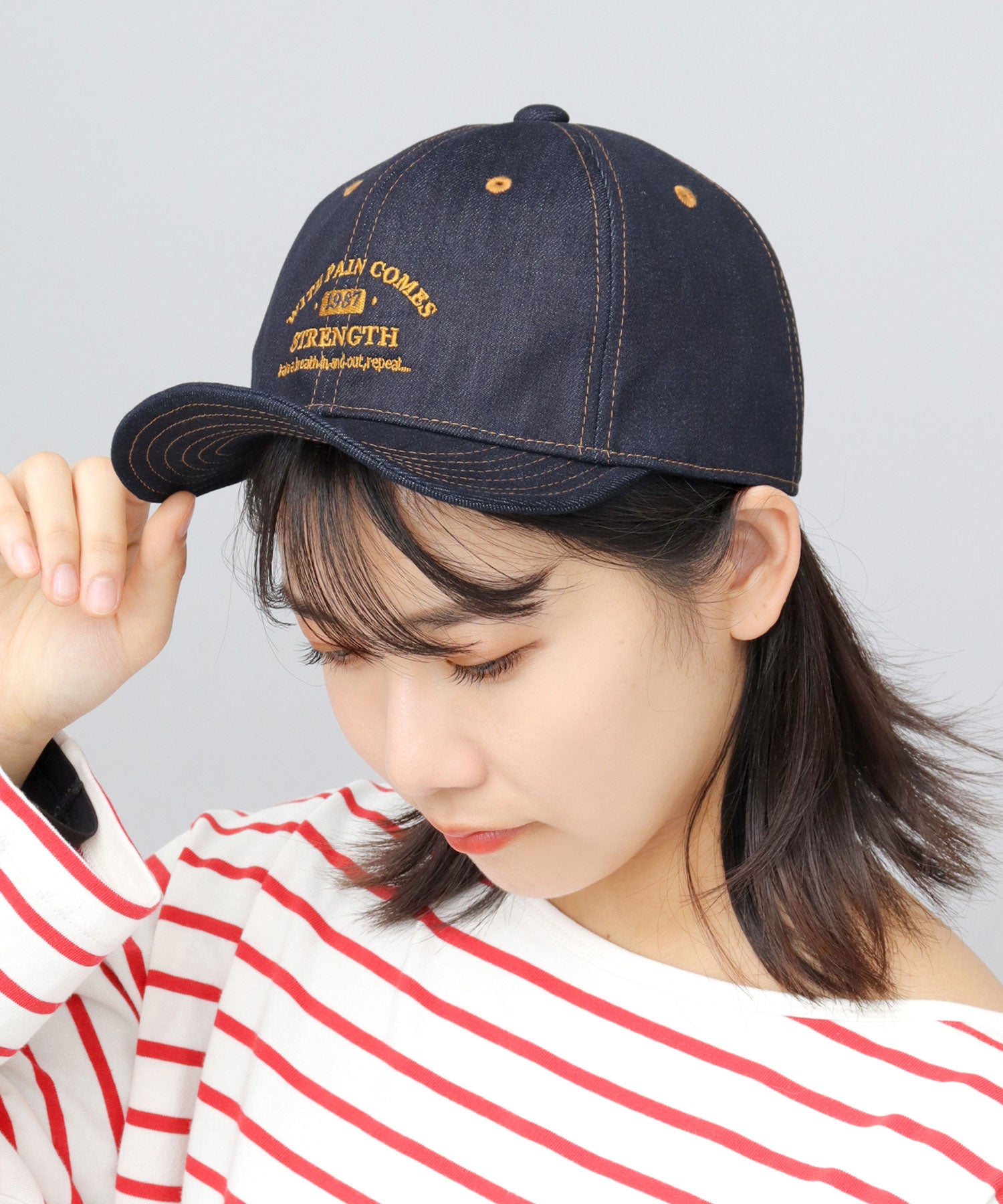 A.M.S.select Cap Men's Empire Cap Denim Short Brim Hat Plain