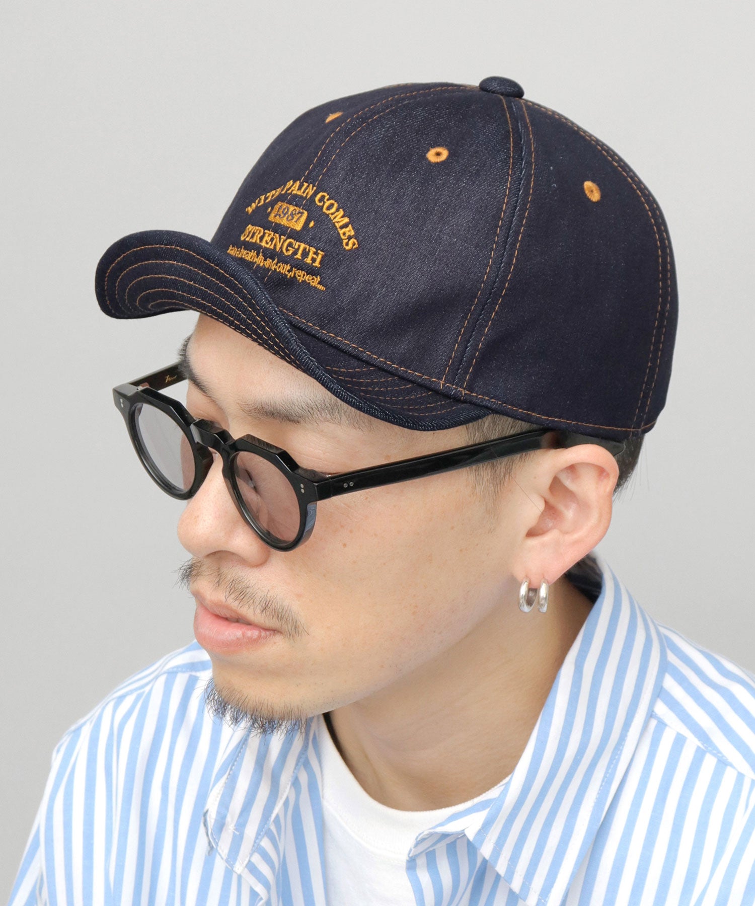 エーエムエスセレクト A.M.S.select キャップ メンズ アンパイアキャップ デニム つば短い 帽子 無地,デニムネイビー