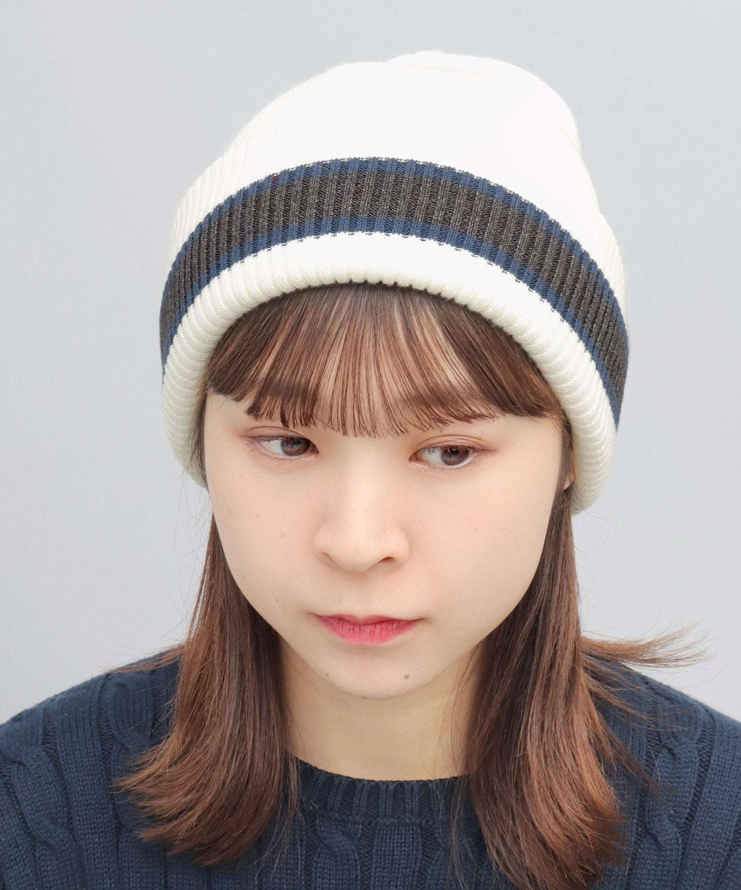 エーエムエスセレクト A.M.S.select カレッジカラー ライン ニット帽 ニットキャップ ニットワッチ 帽子 秋 冬