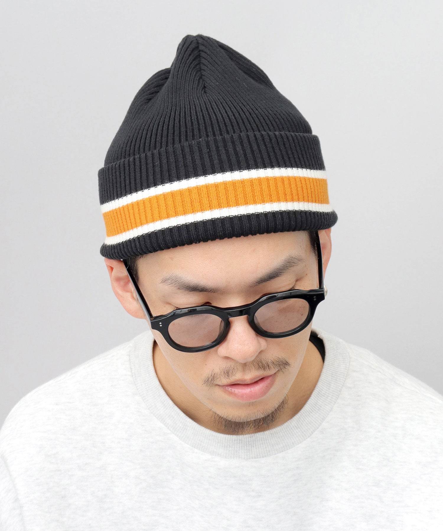エーエムエスセレクト A.M.S.select カレッジカラー ライン ニット帽 ニットキャップ ニットワッチ 帽子 秋 冬