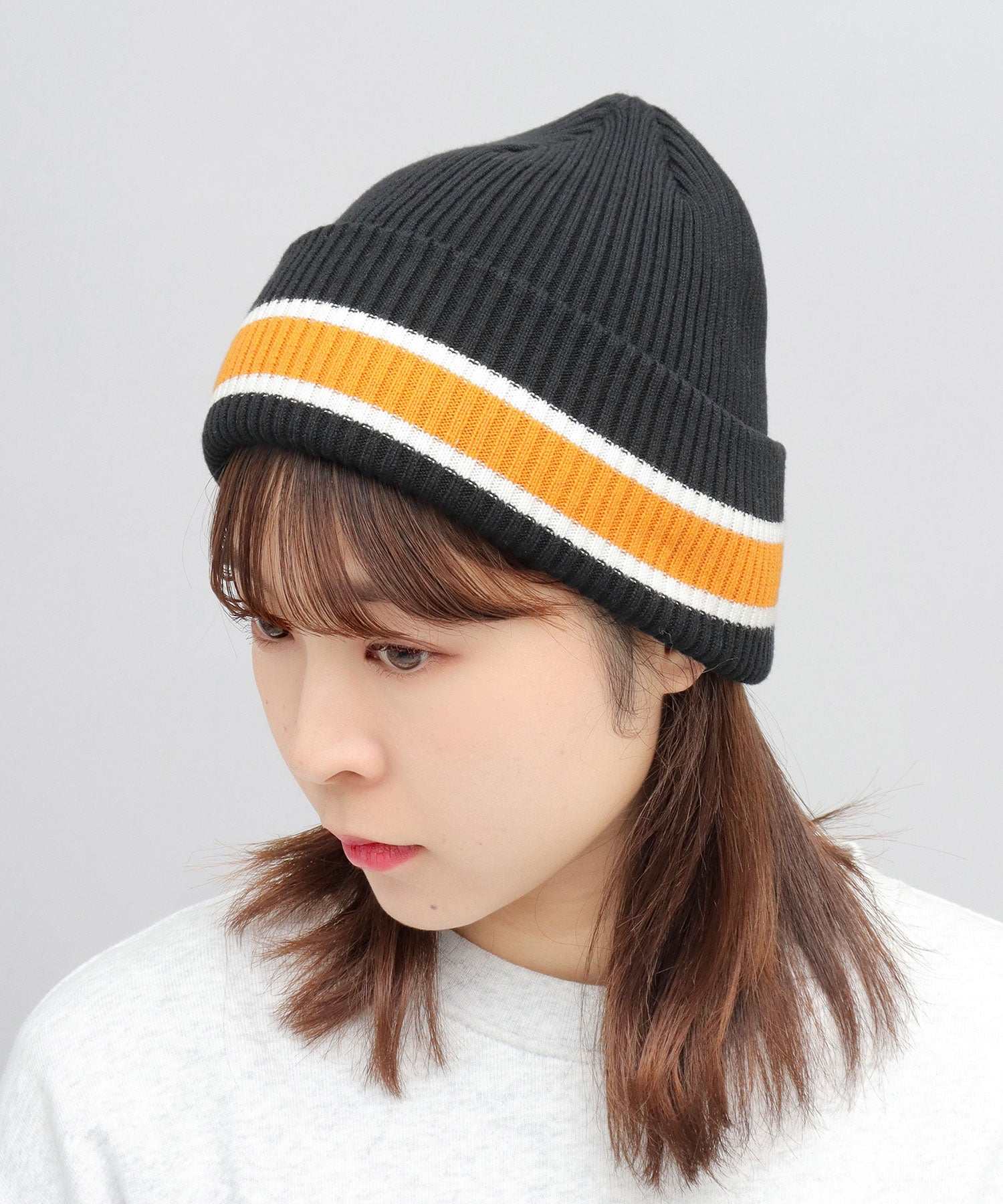 エーエムエスセレクト A.M.S.select カレッジカラー ライン ニット帽 ニットキャップ ニットワッチ 帽子 秋 冬