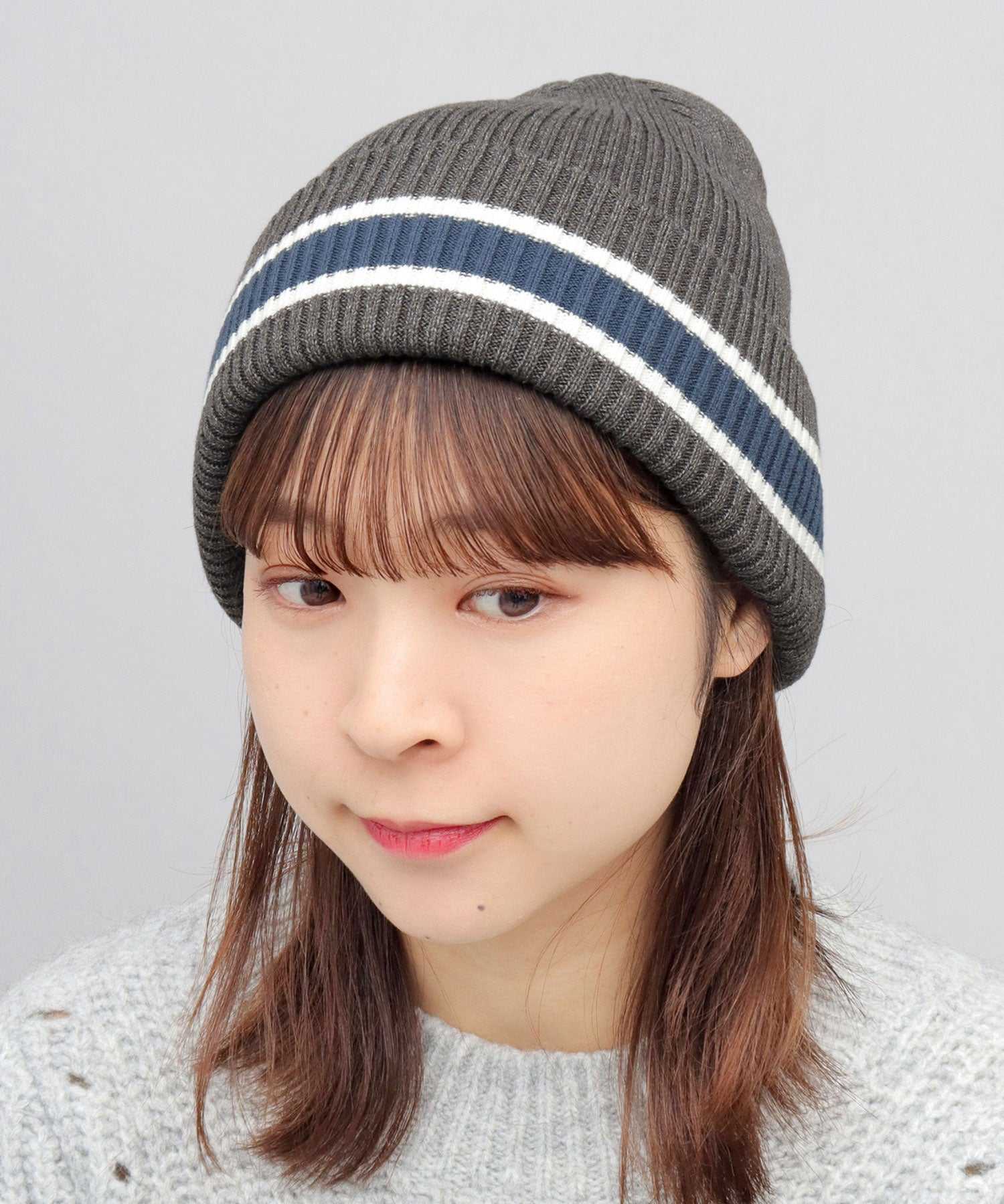 エーエムエスセレクト A.M.S.select カレッジカラー ライン ニット帽 ニットキャップ ニットワッチ 帽子 秋 冬