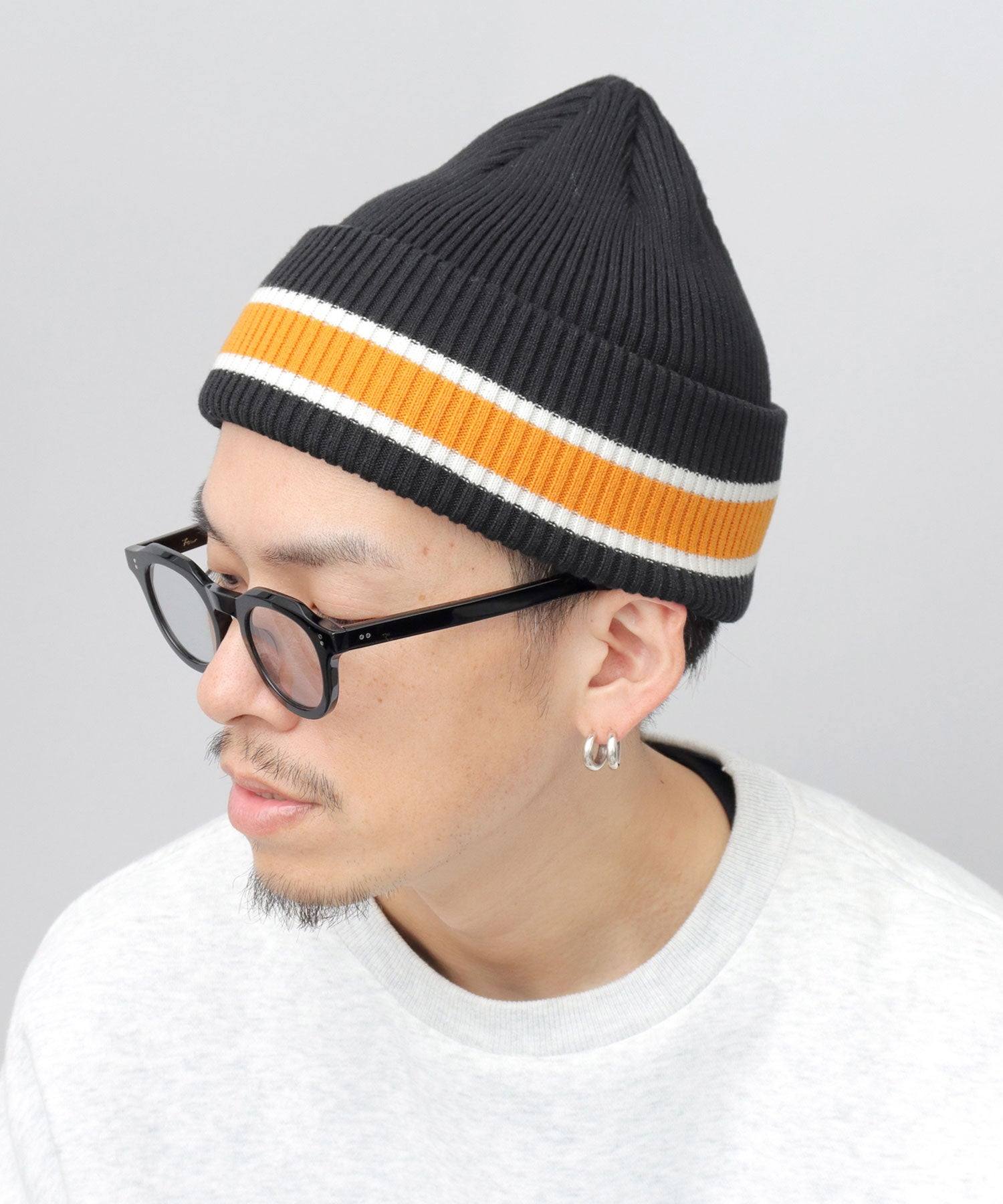 エーエムエスセレクト A.M.S.select カレッジカラー ライン ニット帽 ニットキャップ ニットワッチ 帽子 秋 冬