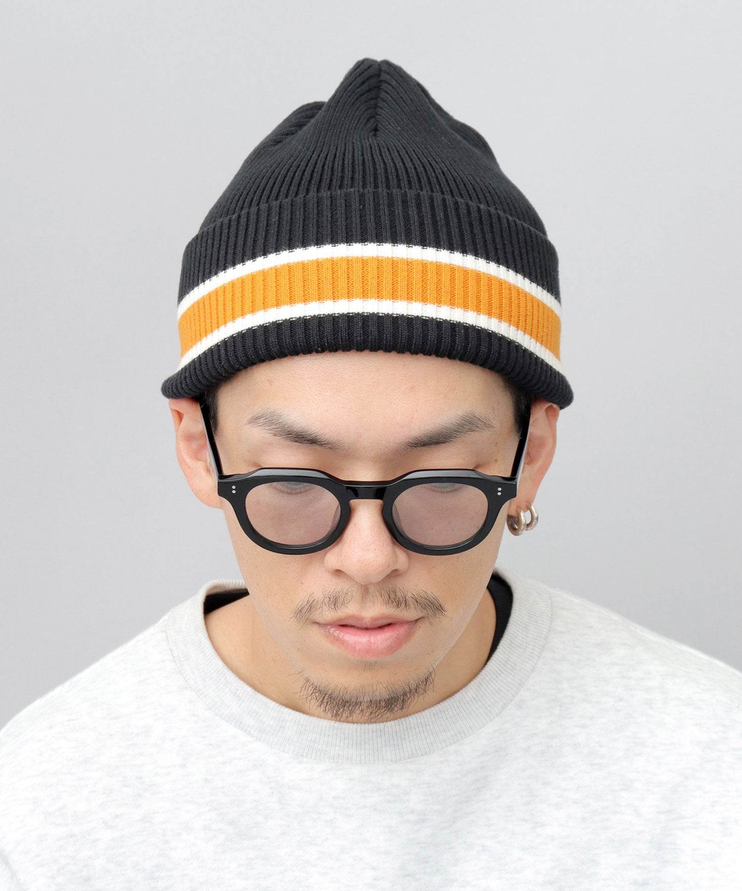 エーエムエスセレクト A.M.S.select カレッジカラー ライン ニット帽 ニットキャップ ニットワッチ 帽子 秋 冬