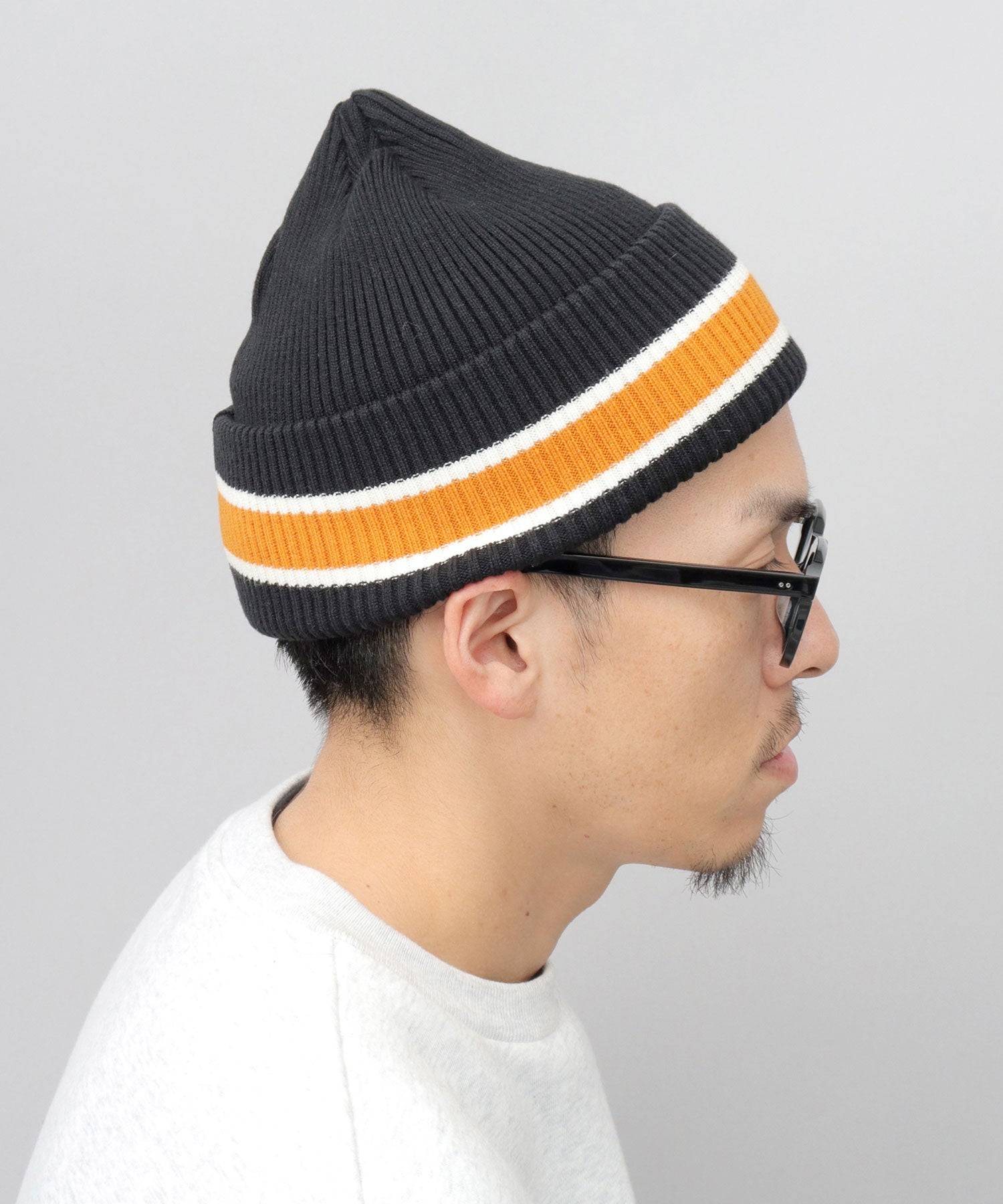 エーエムエスセレクト A.M.S.select カレッジカラー ライン ニット帽 ニットキャップ ニットワッチ 帽子 秋 冬