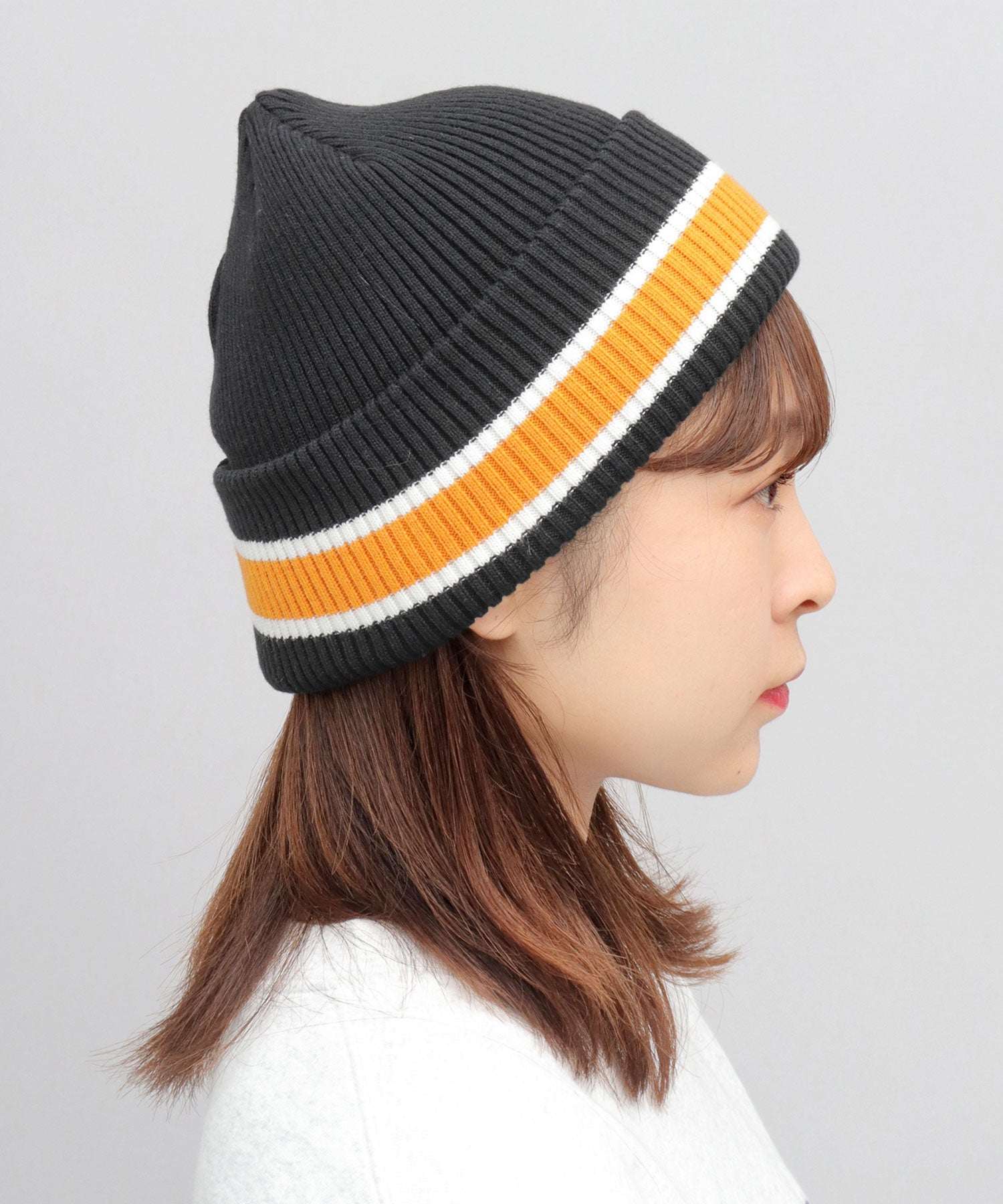 エーエムエスセレクト A.M.S.select カレッジカラー ライン ニット帽 ニットキャップ ニットワッチ 帽子 秋 冬