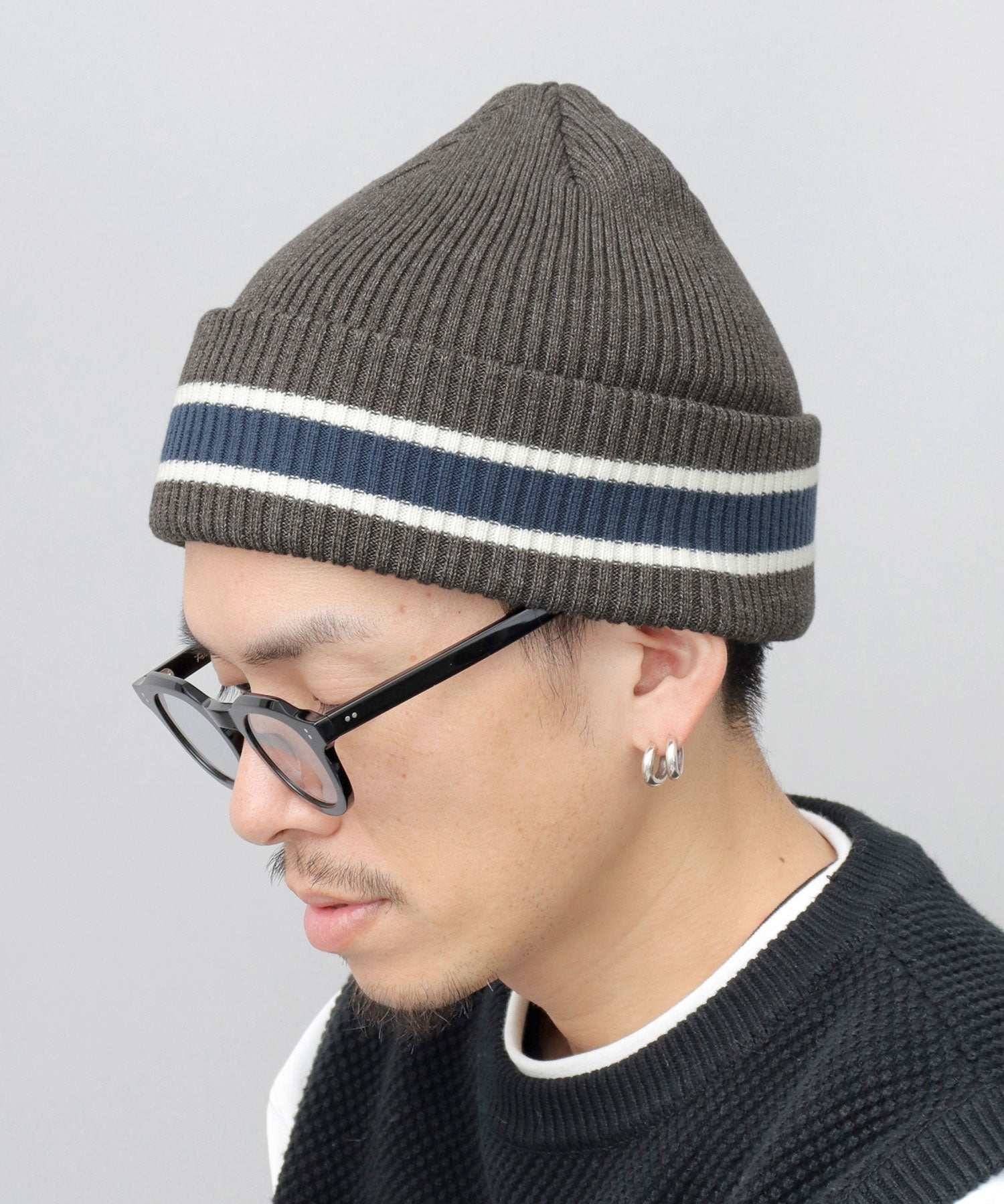 エーエムエスセレクト A.M.S.select カレッジカラー ライン ニット帽 ニットキャップ ニットワッチ 帽子 秋 冬