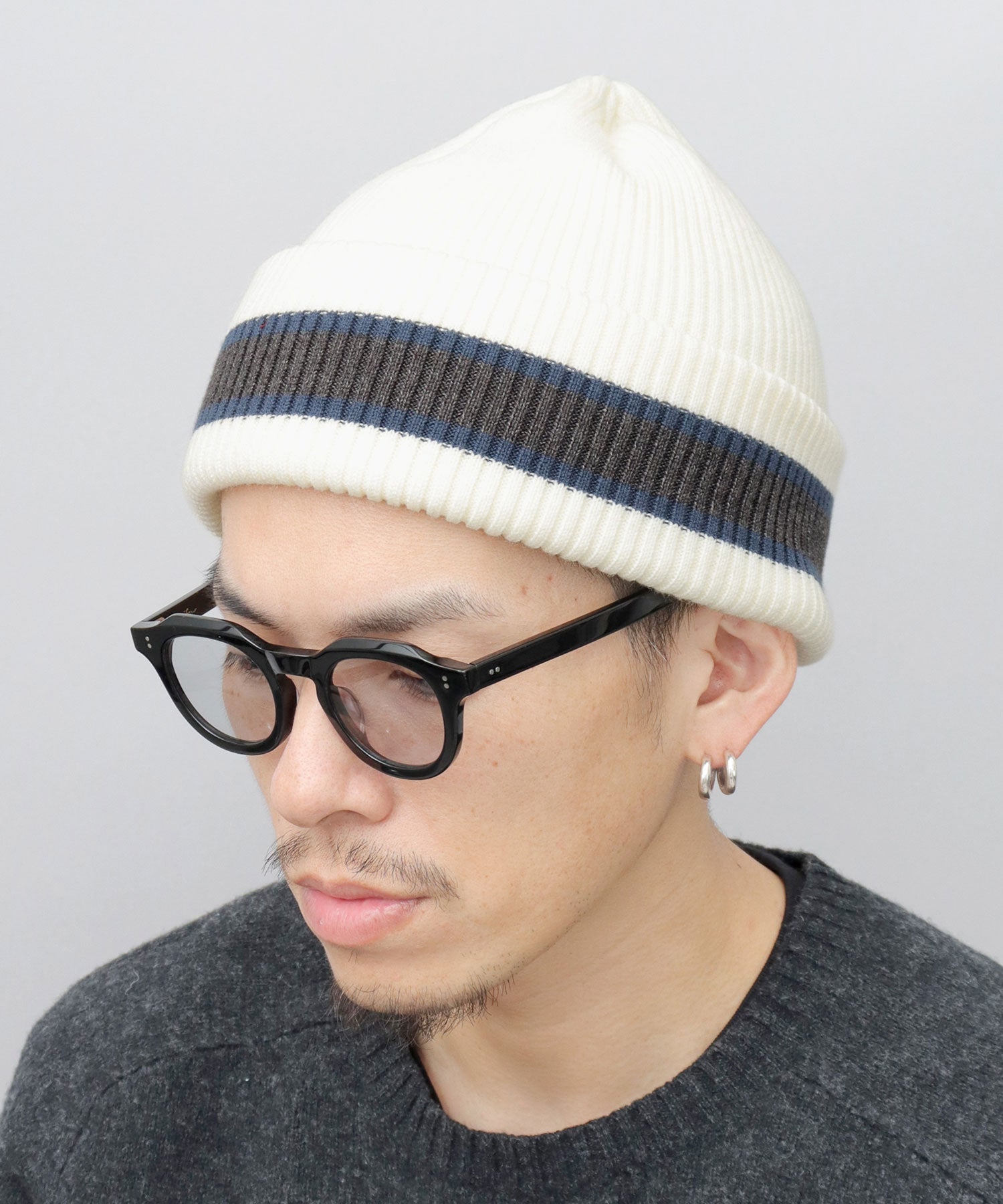 エーエムエスセレクト A.M.S.select カレッジカラー ライン ニット帽 ニットキャップ ニットワッチ 帽子 秋 冬