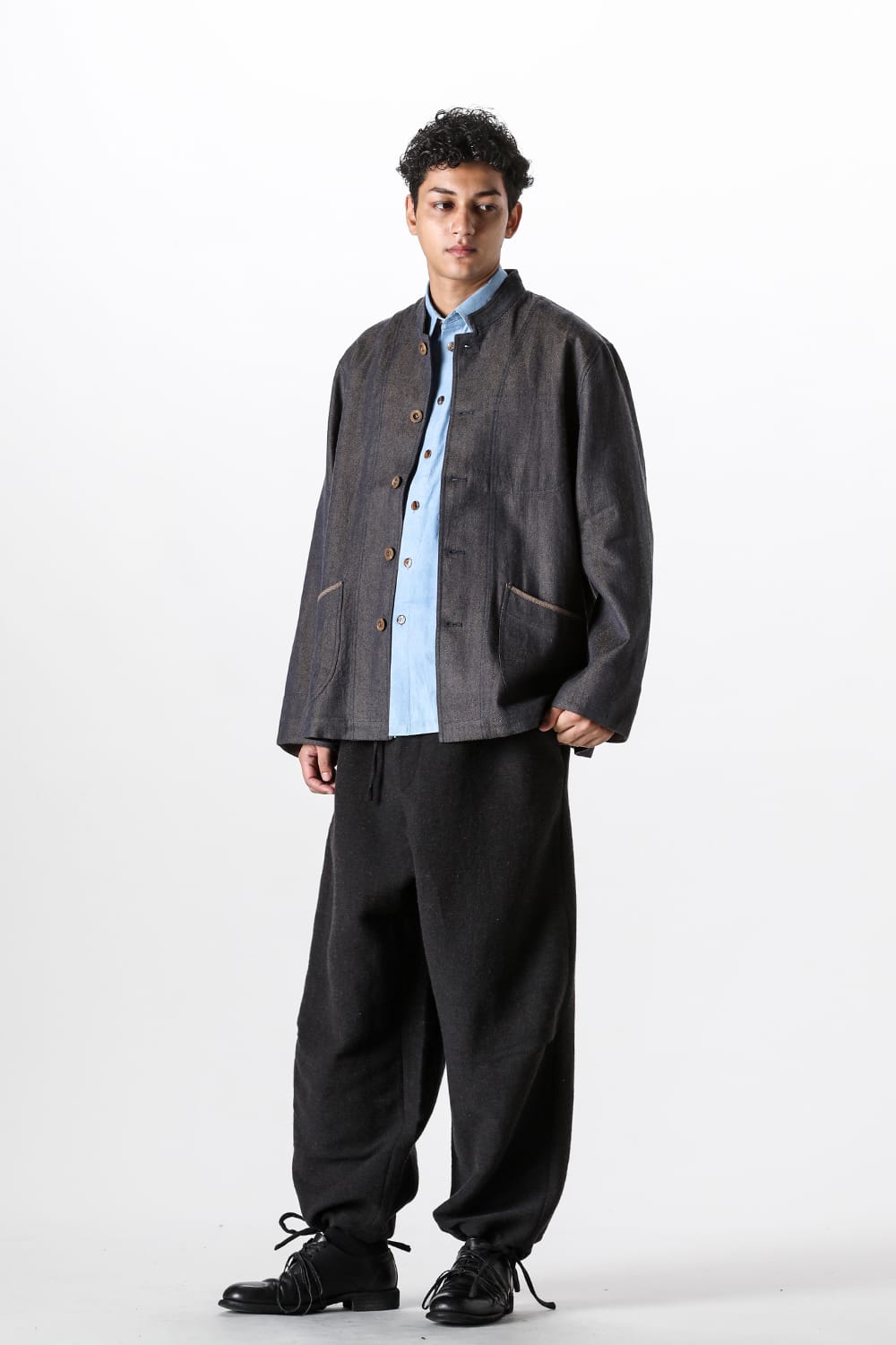 アヴィヴァ ジフェイ シュエ Aviva Jifei Xue Wool Linen Satin Parachute Pants （Black） Black