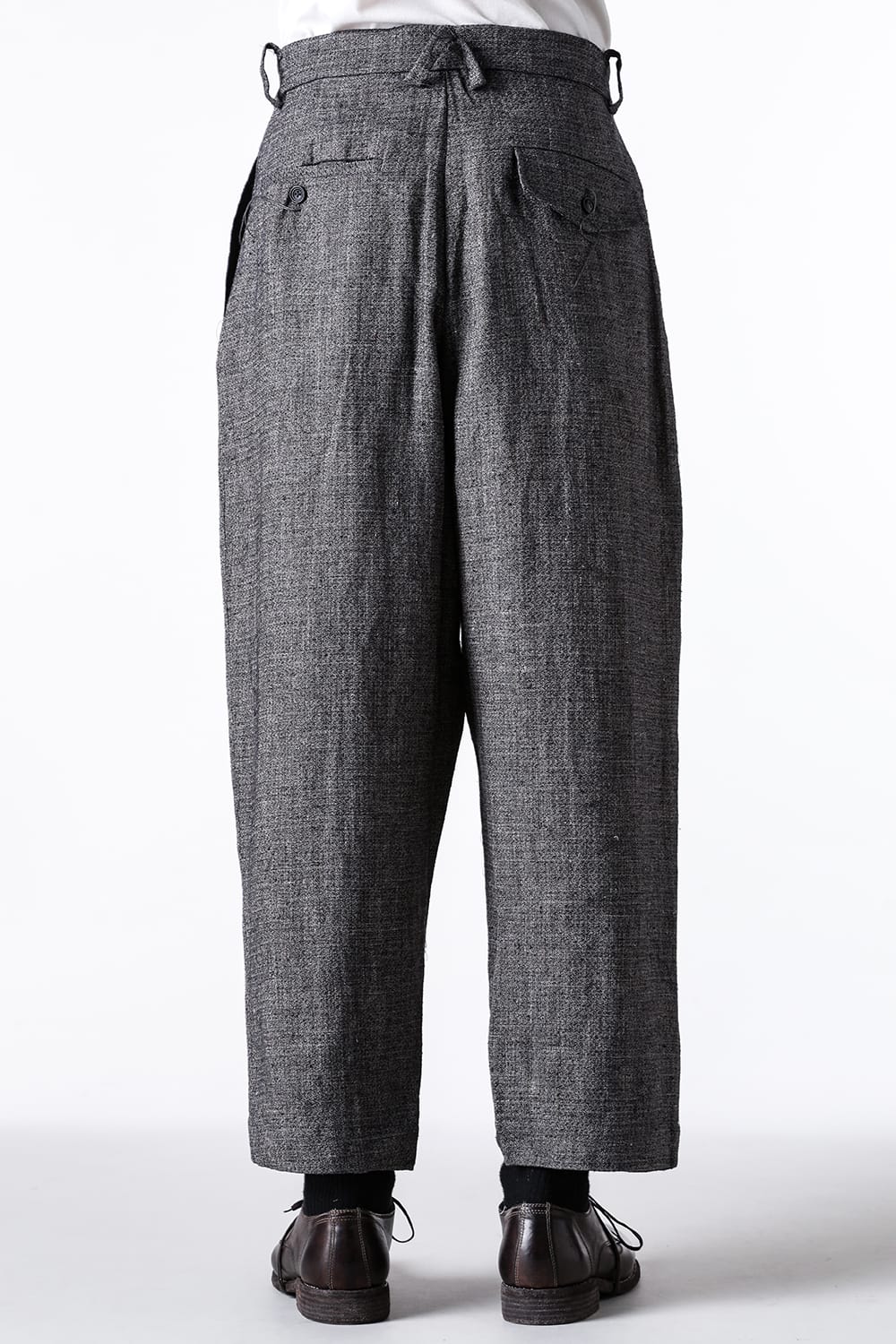 ア テンタティブ アトリエ A TENTATIVE ATELIER Ginsberg：Pleat Tailored Pants （Black Beige） Black Beige