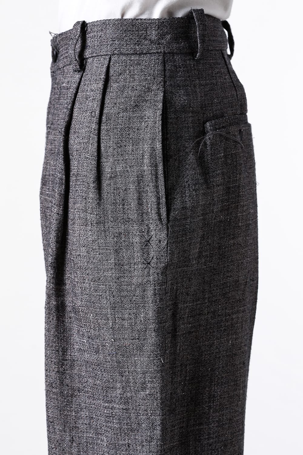 ア テンタティブ アトリエ A TENTATIVE ATELIER Ginsberg：Pleat Tailored Pants （Black Beige） Black Beige