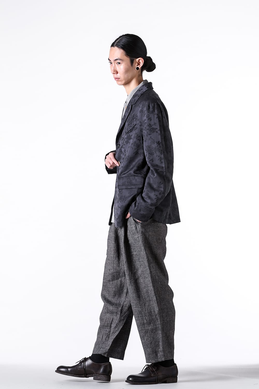 ア テンタティブ アトリエ A TENTATIVE ATELIER Ginsberg：Pleat Tailored Pants （Black Beige） Black Beige
