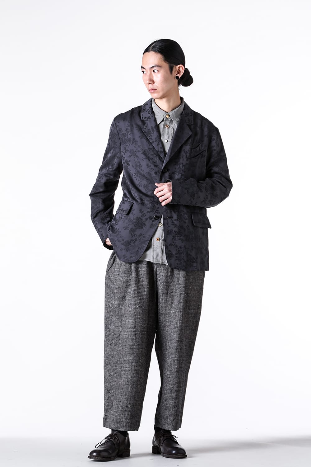 ア テンタティブ アトリエ A TENTATIVE ATELIER Ginsberg：Pleat Tailored Pants （Black Beige） Black Beige