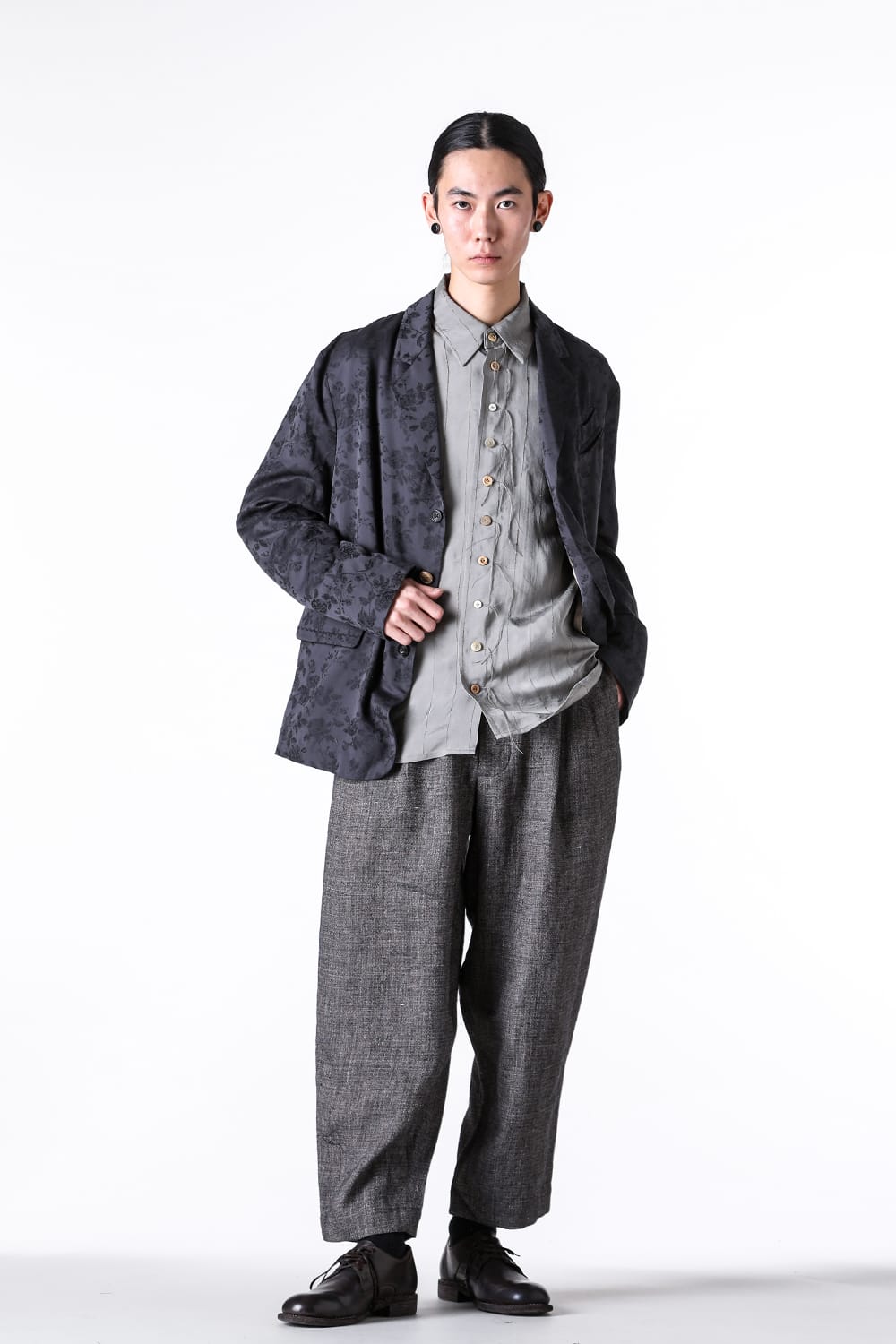 ア テンタティブ アトリエ A TENTATIVE ATELIER Ginsberg：Pleat Tailored Pants （Black Beige） Black Beige