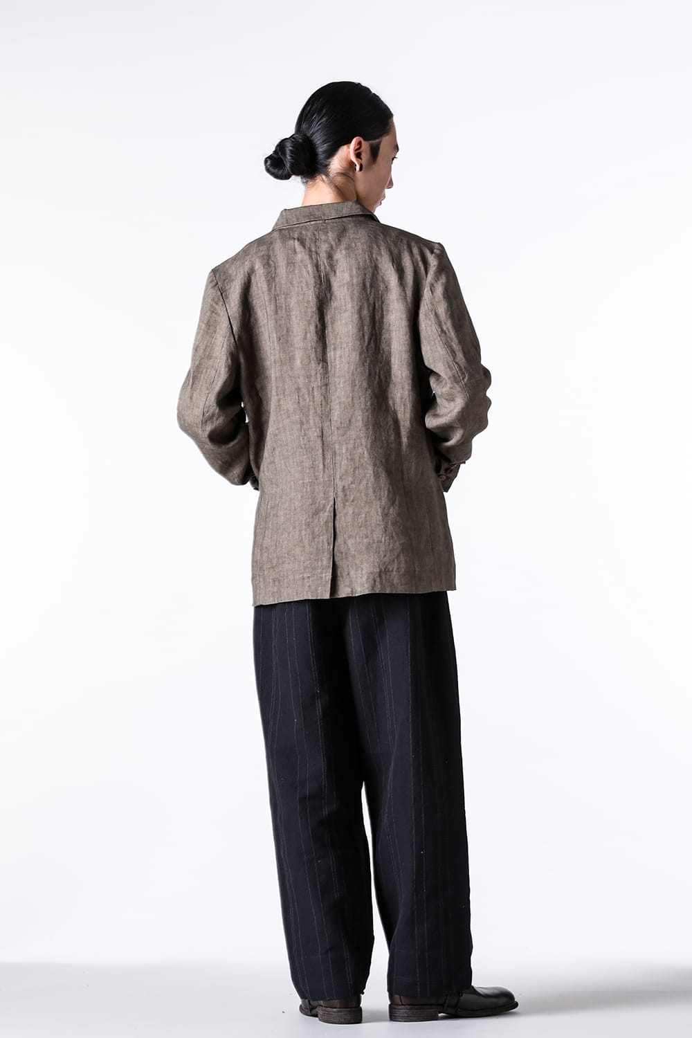 ア テンタティブ アトリエ A TENTATIVE ATELIER Gysin：Hand Stitches Stripes Buckle Pants （Black Stripe） Black Stripe