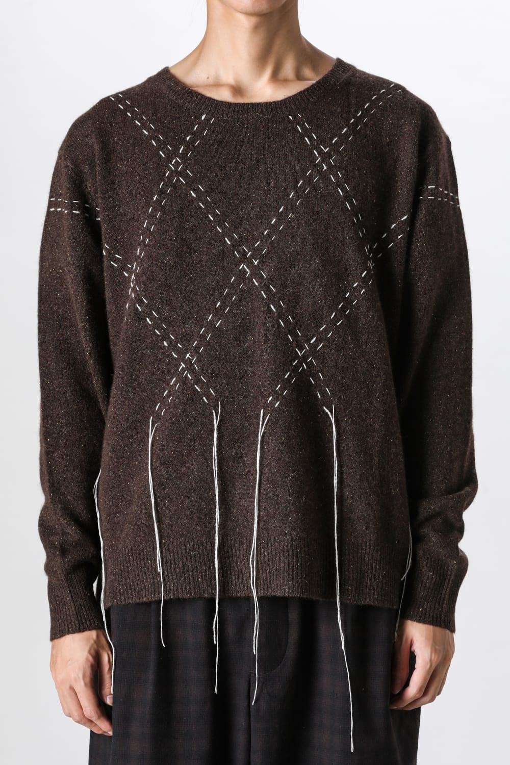 ア テンタティブ アトリエ A TENTATIVE ATELIER Barron：HANDSTITCH ARGYLE BOXY SWEATER （Dark Brown） Dark Brown