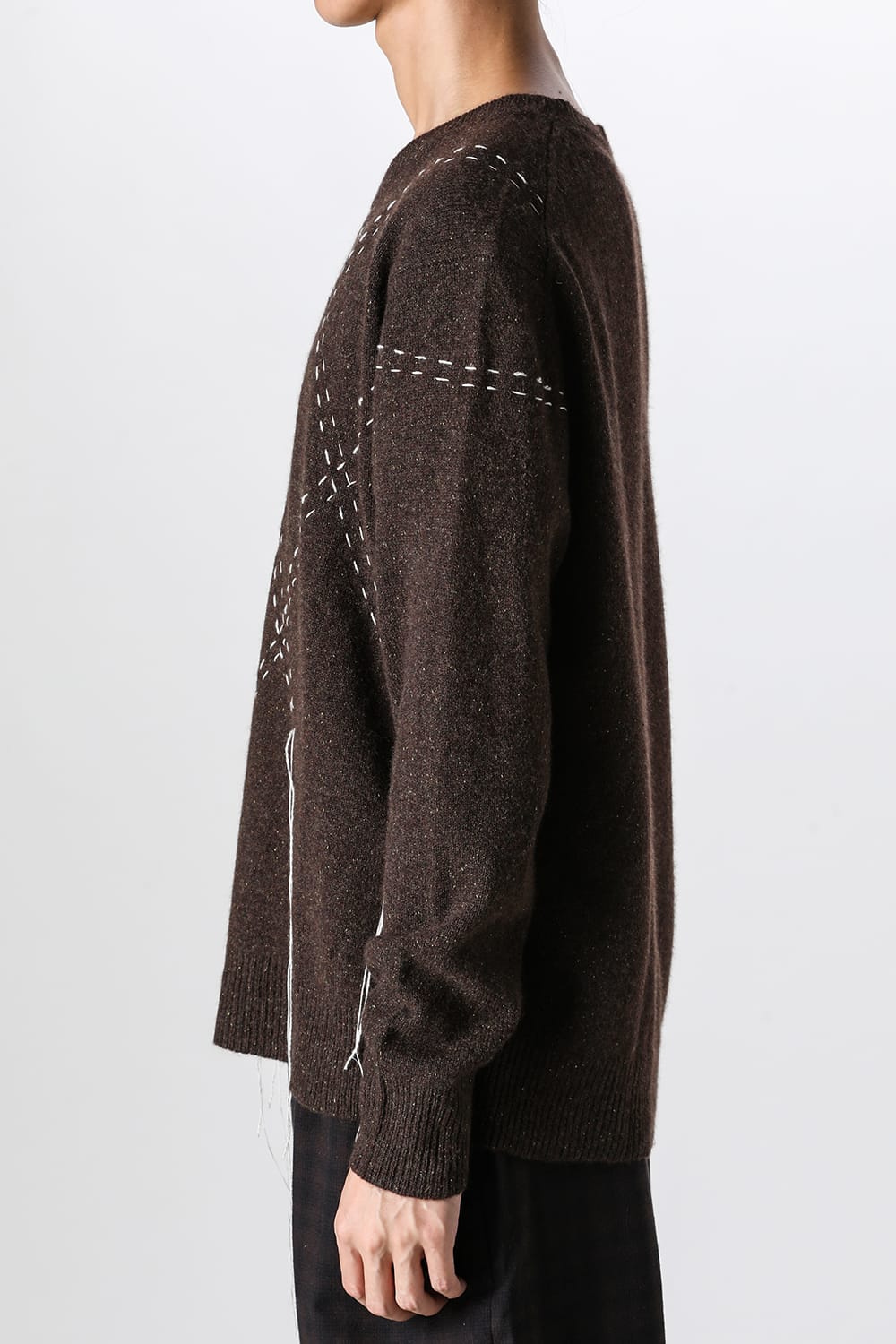 ア テンタティブ アトリエ A TENTATIVE ATELIER Barron：HANDSTITCH ARGYLE BOXY SWEATER （Dark Brown） Dark Brown