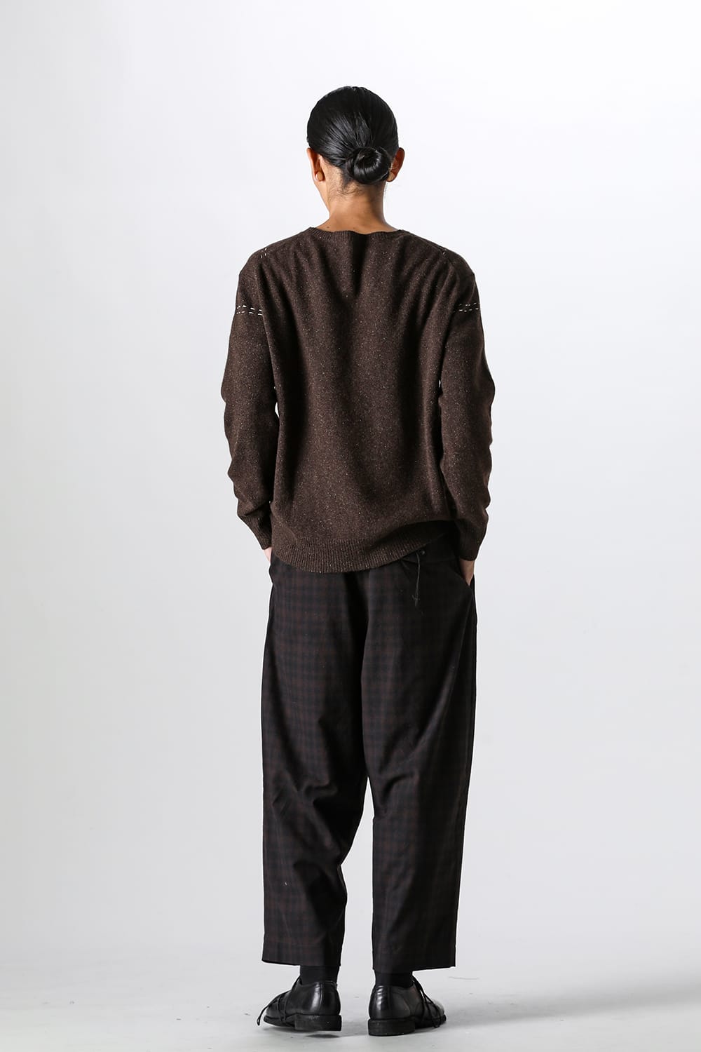 ア テンタティブ アトリエ A TENTATIVE ATELIER Barron：HANDSTITCH ARGYLE BOXY SWEATER （Dark Brown） Dark Brown