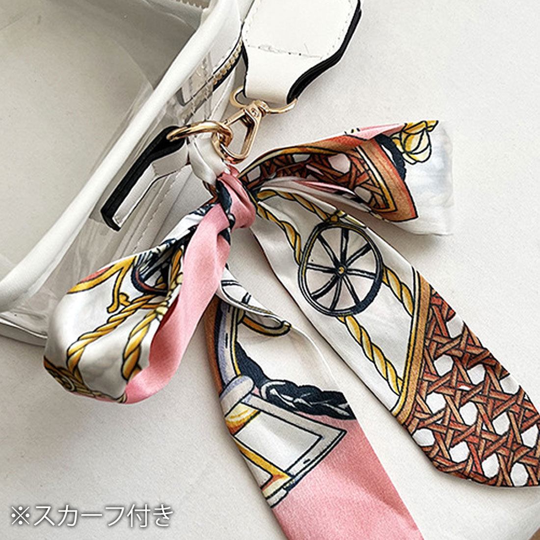 アミュレット Amulet スカーフ付きクリアバッグ レディース かばん ショルダーバッグ 10代 20代 30代 韓国ファッション コンパクト ストリート 旅行 こでかけ