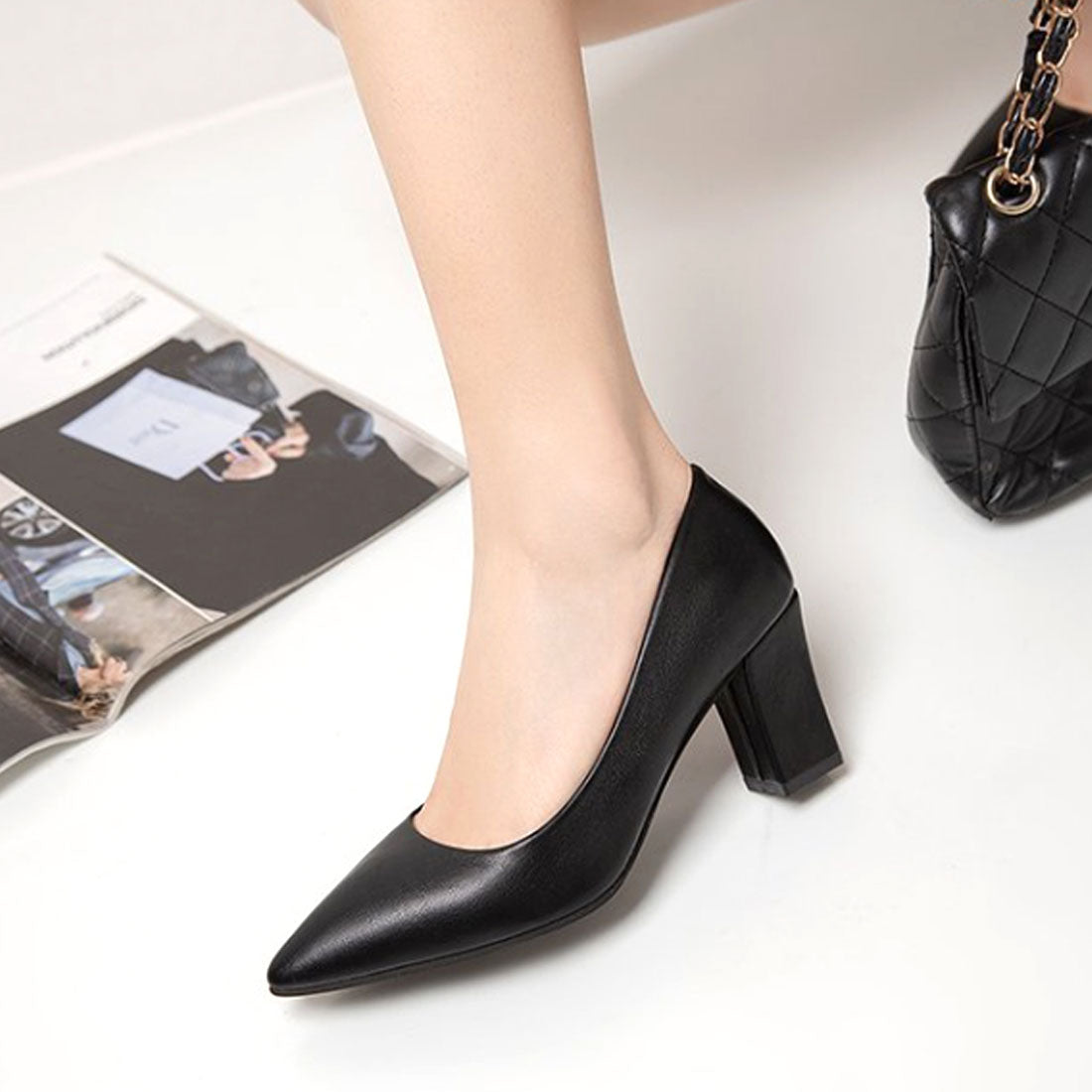 Amulet Simple Heel Pumps for Women, 7cm Heel, Pointed Toe, Simple, Elegant, For Commuting