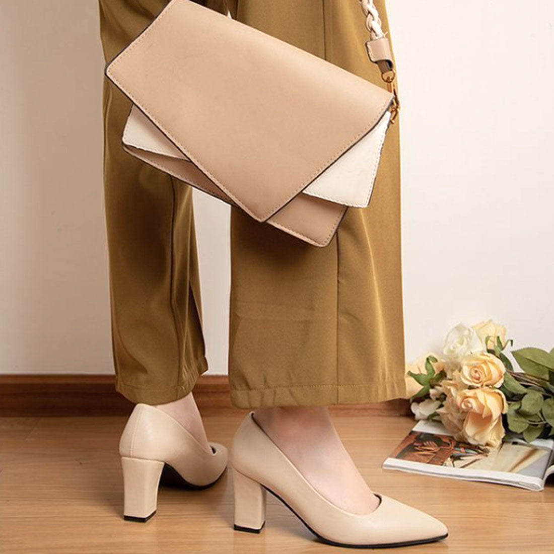 Amulet Simple Heel Pumps for Women, 7cm Heel, Pointed Toe, Simple, Elegant, For Commuting