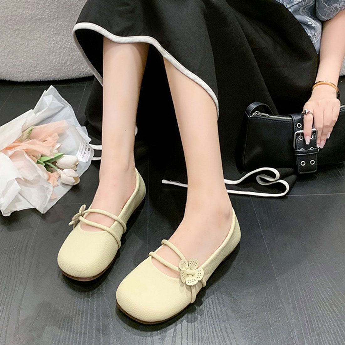アミュレット Amulet シンプルフラットヒール 春 夏 秋 冬 韓国ファッション 10代 20代 30代 レディース シンプル おしゃれ 可愛い 楽チン シューズ 靴 花