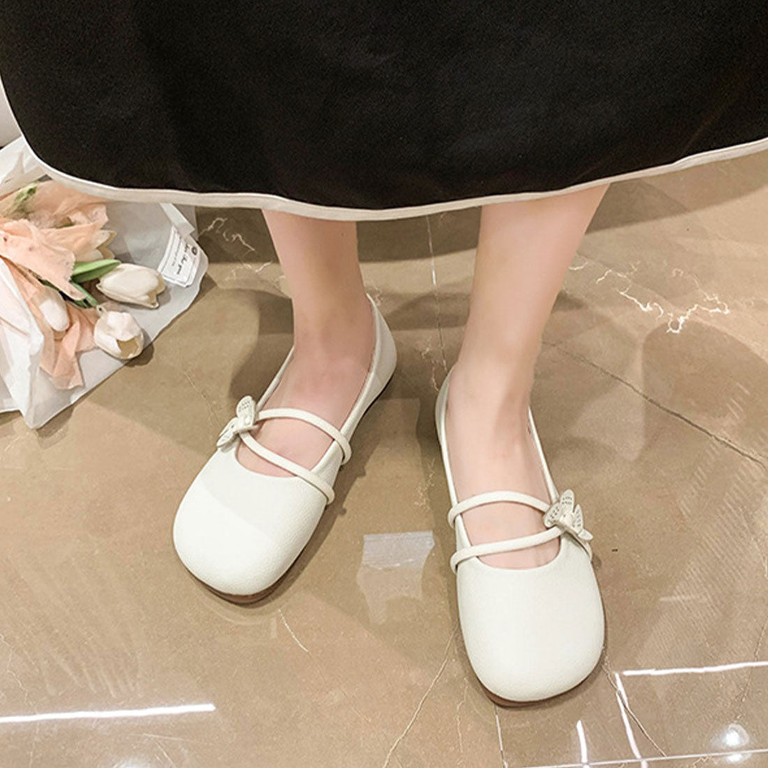 アミュレット Amulet シンプルフラットヒール 春 夏 秋 冬 韓国ファッション 10代 20代 30代 レディース シンプル おしゃれ 可愛い 楽チン シューズ 靴 花