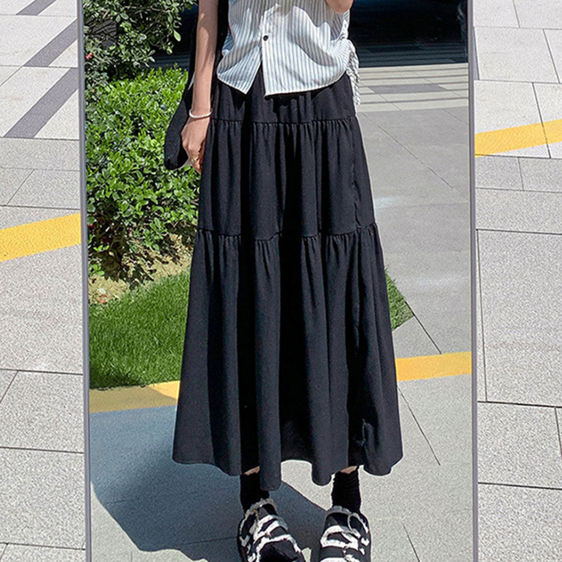 Amulet Amulet Tiered Long Skirt Women's Teens 20s 30s Korean Fashion S