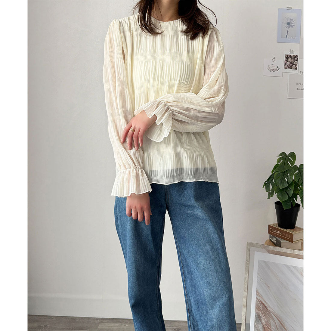 アミュレット Amulet ラウンドネックシアーシフォンブラウス レディース ブラウス 長袖 シアー 上品 おしゃれ カジュアル 春夏 トレンド 人気 トップス 定番 おすすめ （ホワイト） ホワイト