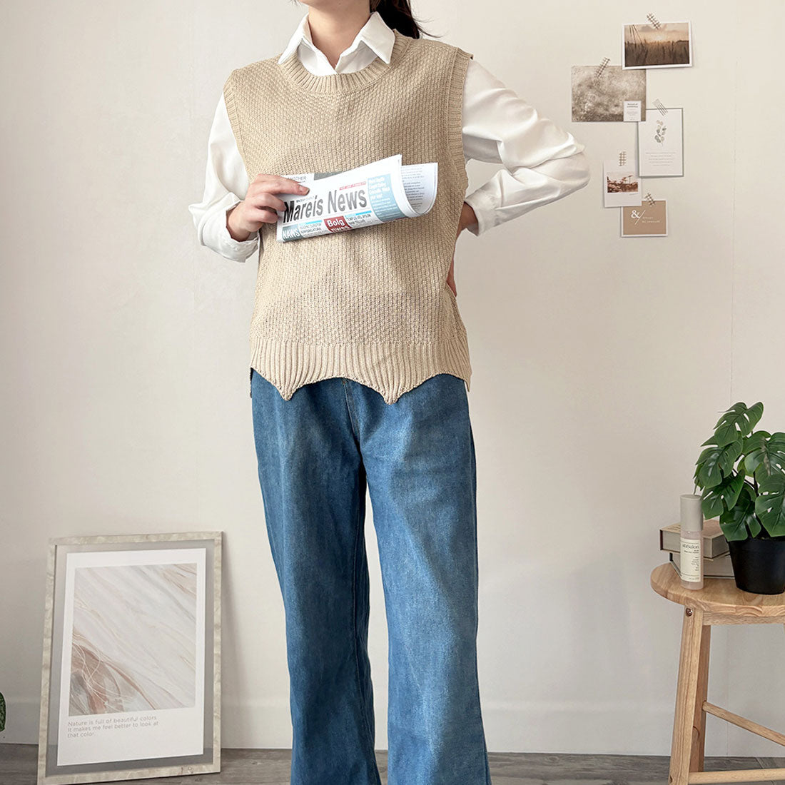 アミュレット Amulet ニットベストトップス レディース ニットベスト Vネック レイヤード 無地 シンプル カジュアル 春秋 おしゃれ 大人 トレンド 人気 定番 （ネイビー） ネイビー