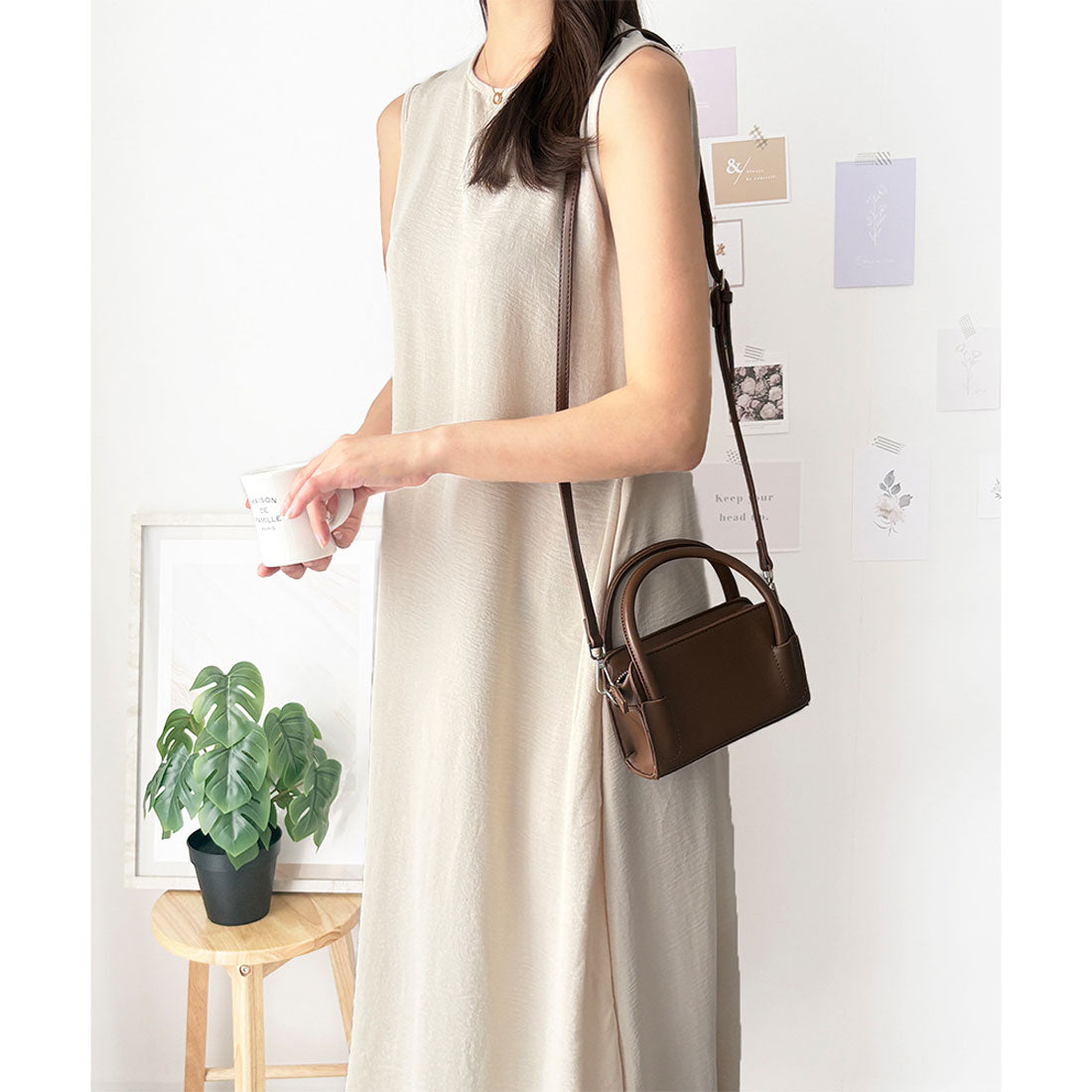 アミュレット Amulet バックデザインノースリーブワンピース 重ね着 夏服 ワンピース ロング丈 一枚コーデ 韓国 ファッション レディース 春夏 体型カバー デート 無地 （アイボリー） アイボリー