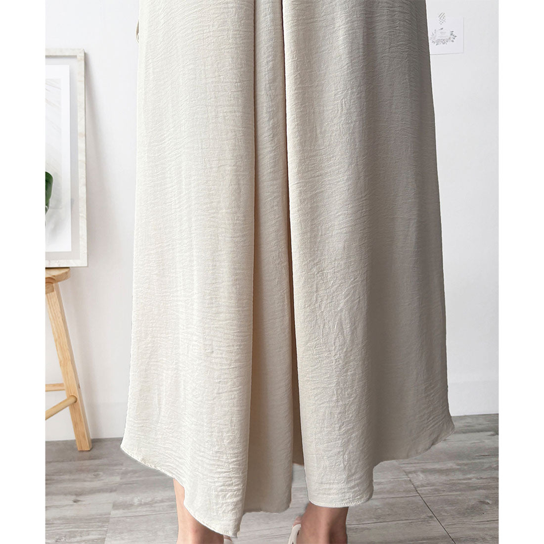 アミュレット Amulet バックデザインノースリーブワンピース 重ね着 夏服 ワンピース ロング丈 一枚コーデ 韓国 ファッション レディース 春夏 体型カバー デート 無地 （アイボリー） アイボリー