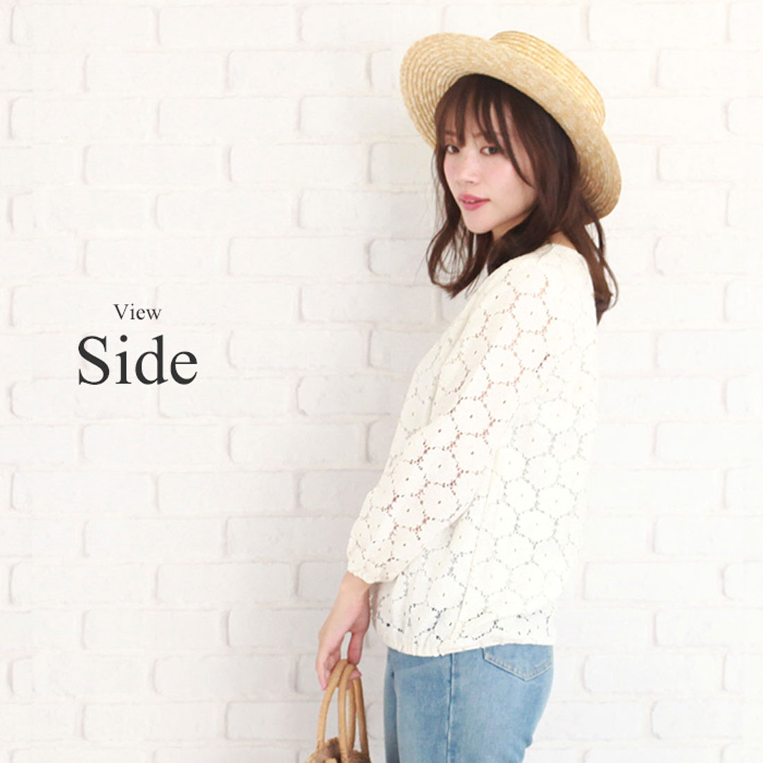アミュレット Amulet レース地♪花柄シンプルブラウス♪きれいめデザイン♪