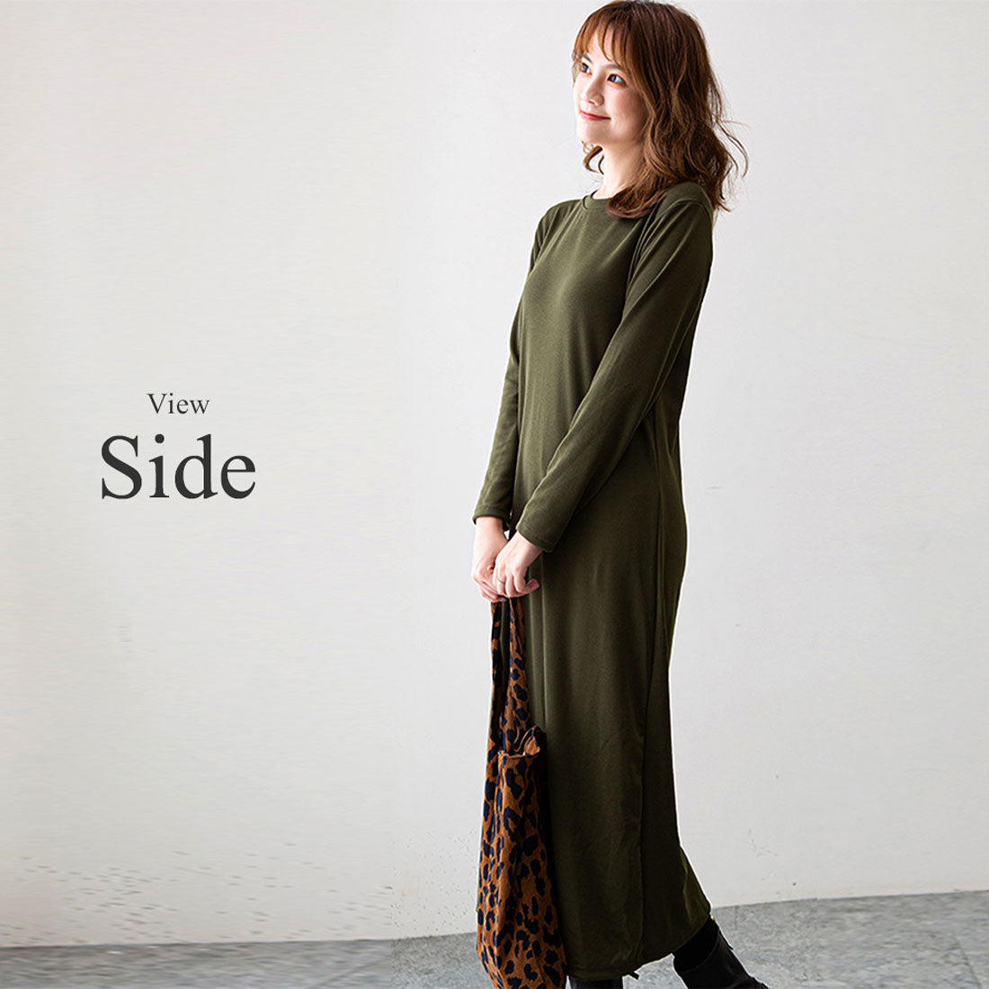 護身符護身符真實長袖長裙一條線條簡單休閒女士春天的秋天