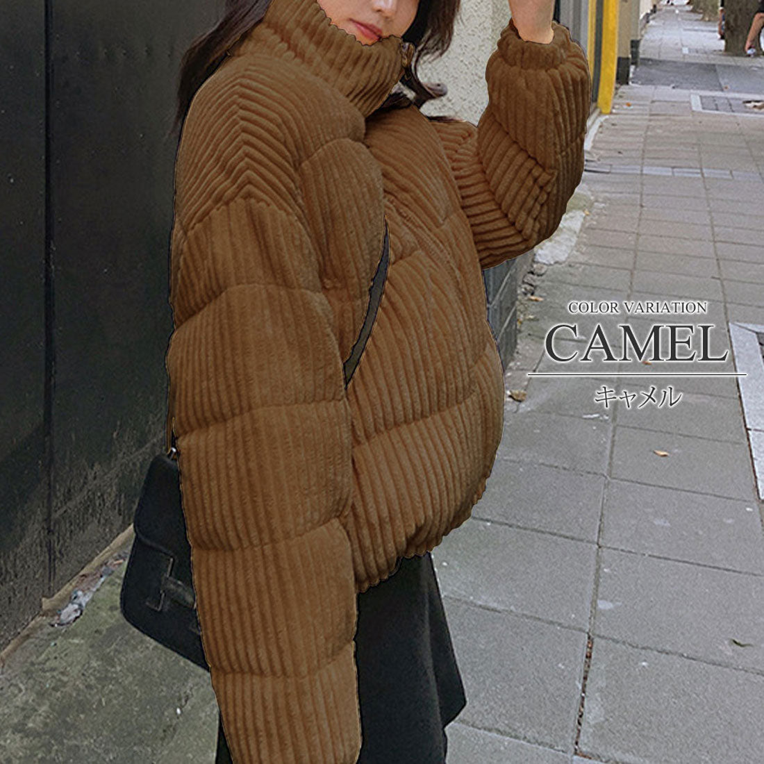 アミュレット Amulet モコモコ中綿ジャケット アウター カジュアル シンプル 秋 冬 レディース （キャメル） キャメル