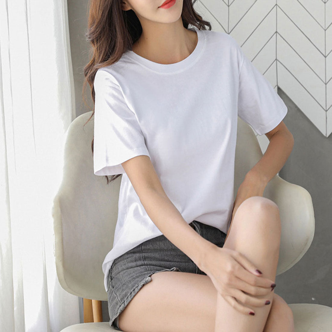 アミュレット Amulet シンプル半袖Tシャツ おしゃれ 可愛い シンプルデザイン ウエストイン 合わせやすい 無地 春 夏 秋 レディース