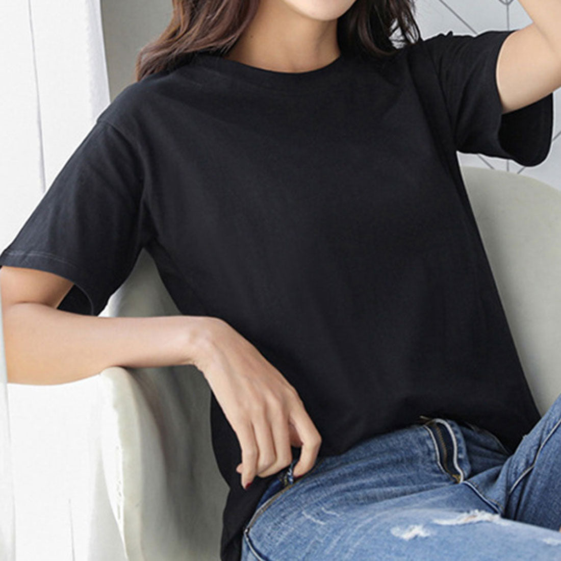 アミュレット Amulet シンプル半袖Tシャツ おしゃれ 可愛い シンプルデザイン ウエストイン 合わせやすい 無地 春 夏 秋 レディース
