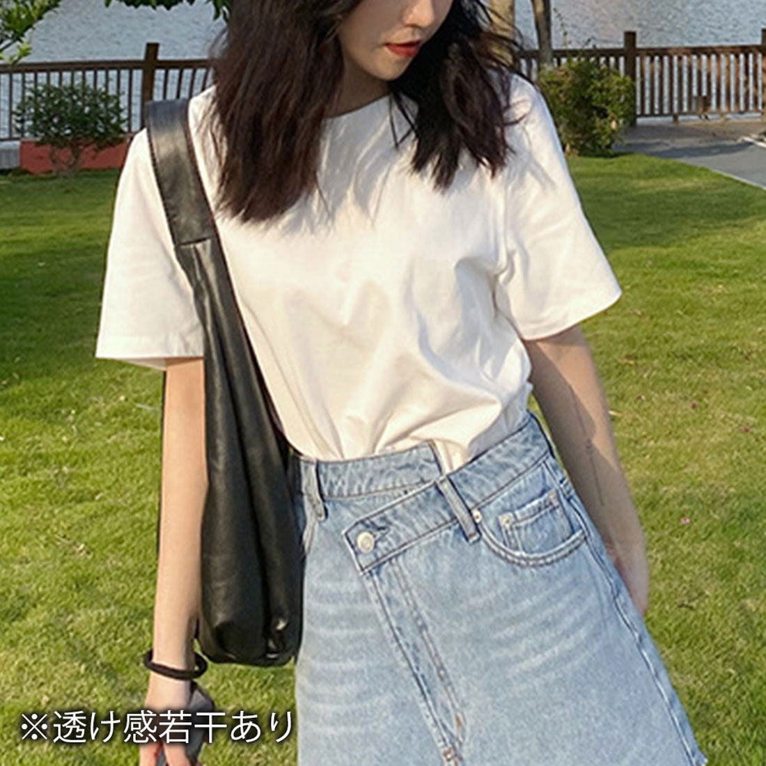 アミュレット Amulet シンプル半袖Tシャツ おしゃれ 可愛い シンプルデザイン ウエストイン 合わせやすい 無地 春 夏 秋 レディース